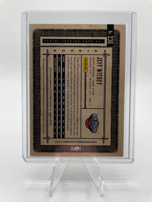 2013-14 Panini Gold Standard Jeff Withey Rookie Patch Auto