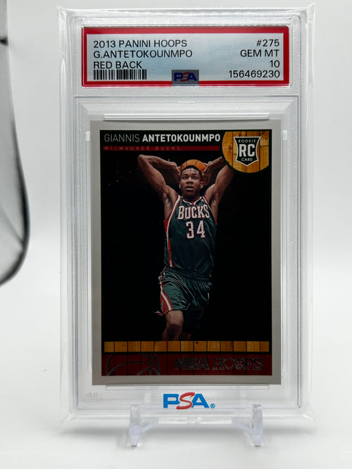 2013-14 Panini NBA Hoops Giannis Antetokounmpo Red Back SP Rookie PSA 10 Gem