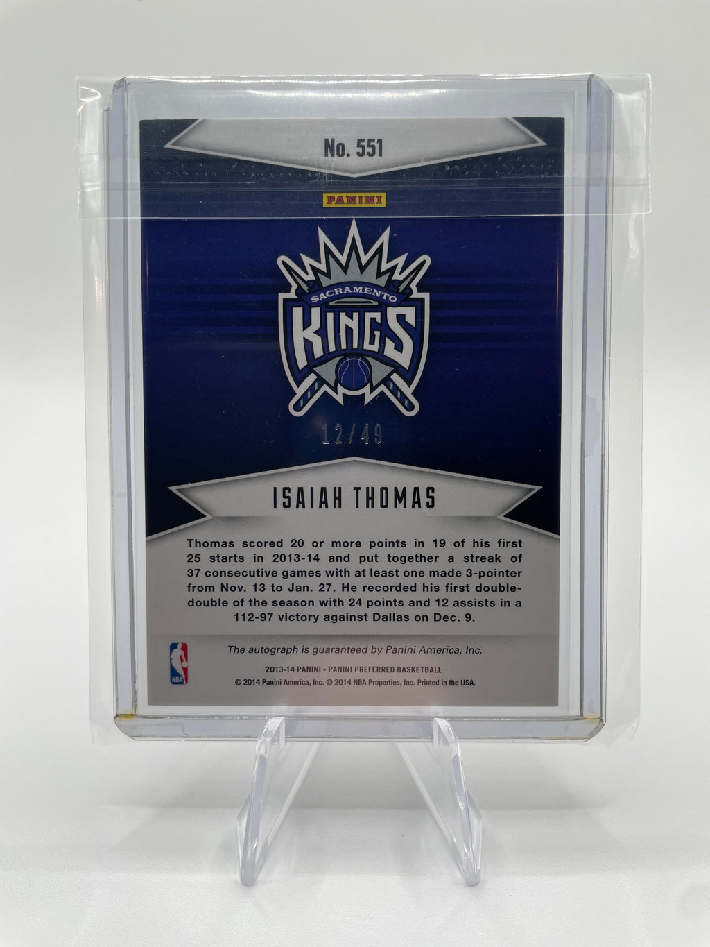 2013-14 Panini Preferred Isaiah Thomas Signatures Blue Auto /49 #551