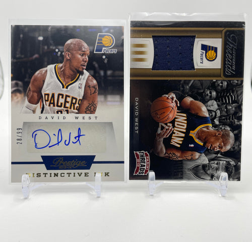 2013-14 Panini Prestige David West Distinctive Ink Auto /99 + Threads Patch
