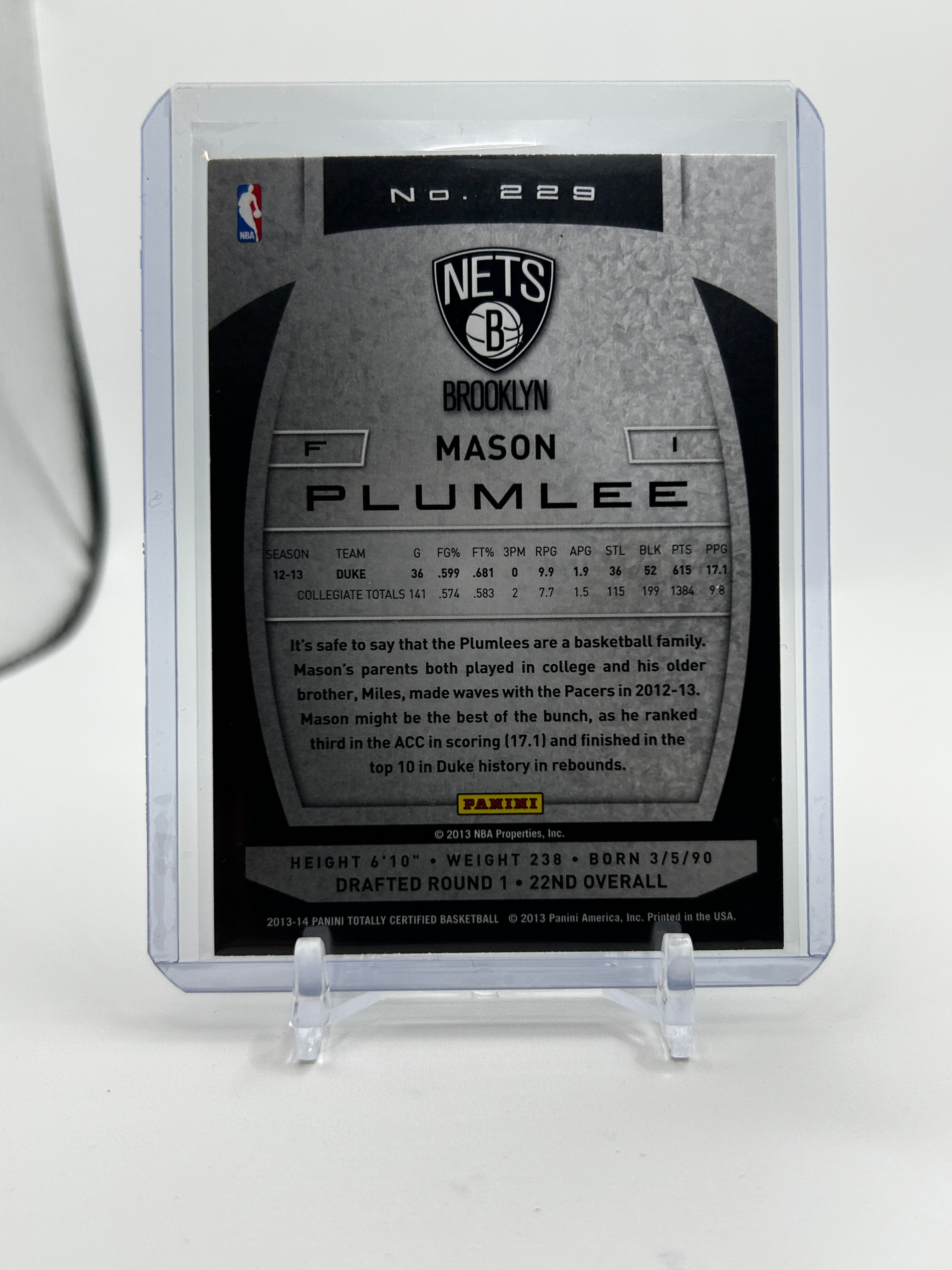 2013-14 Panini Totally Certified Mason Plumlee Rookie #229