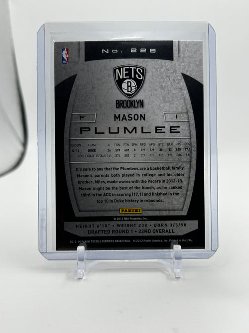 2013-14 Panini Totally Certified Mason Plumlee Rookie #229