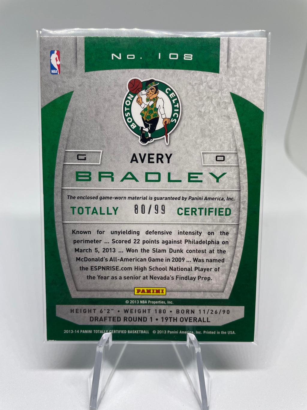 2013-14 Totally Certified Avery Bradley Totally Blue Patch /99 #108