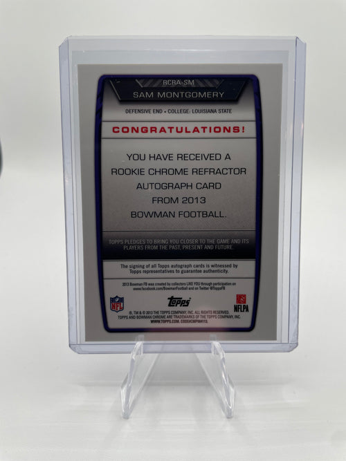 2013 Bowman Chrome Sam Montgomery Blue Refractor Rookie Auto /99 Number Match