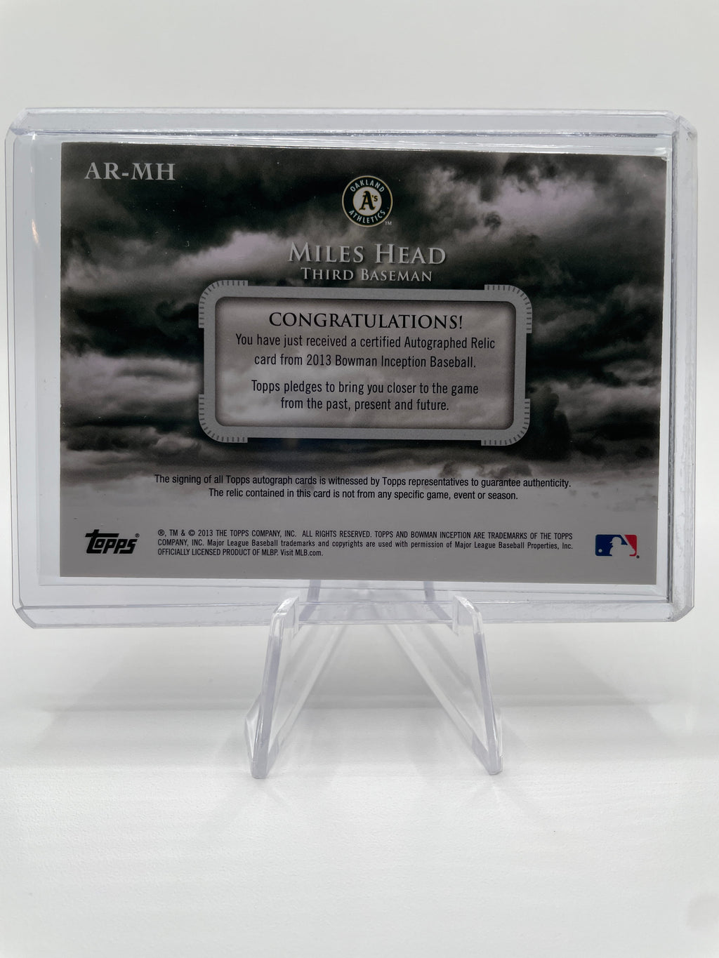 2013 Bowman Inception Miles Head Auto Relics #AR-MH