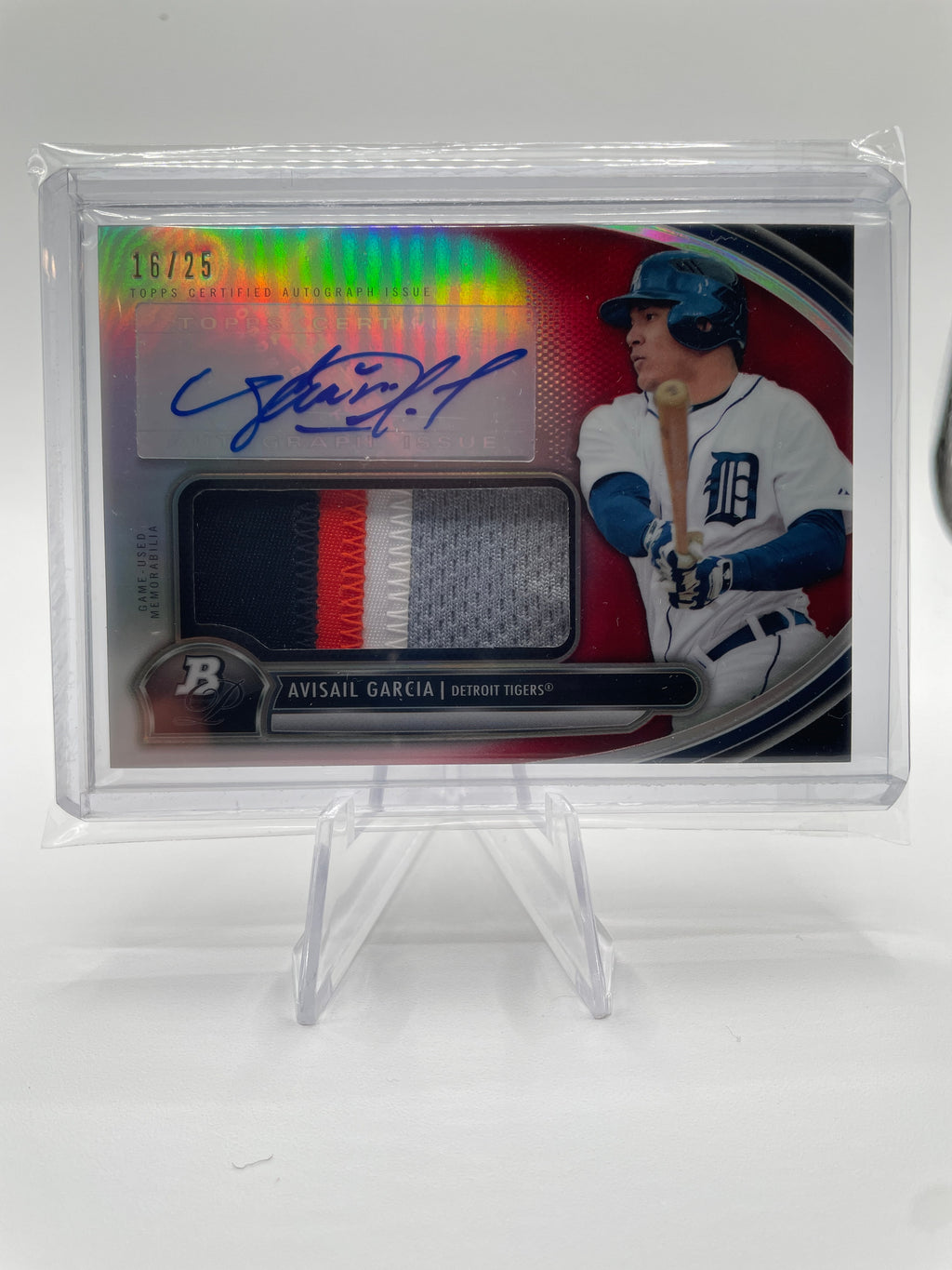 2013 Bowman Platinum Avisail Garcia Red Jumbo Relic Auto /25 Detroit Tigers