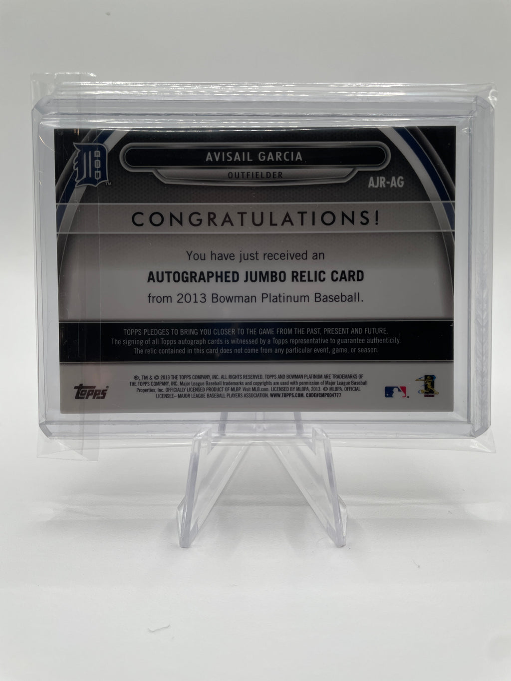 2013 Bowman Platinum Avisail Garcia Red Jumbo Relic Auto /25 Detroit Tigers