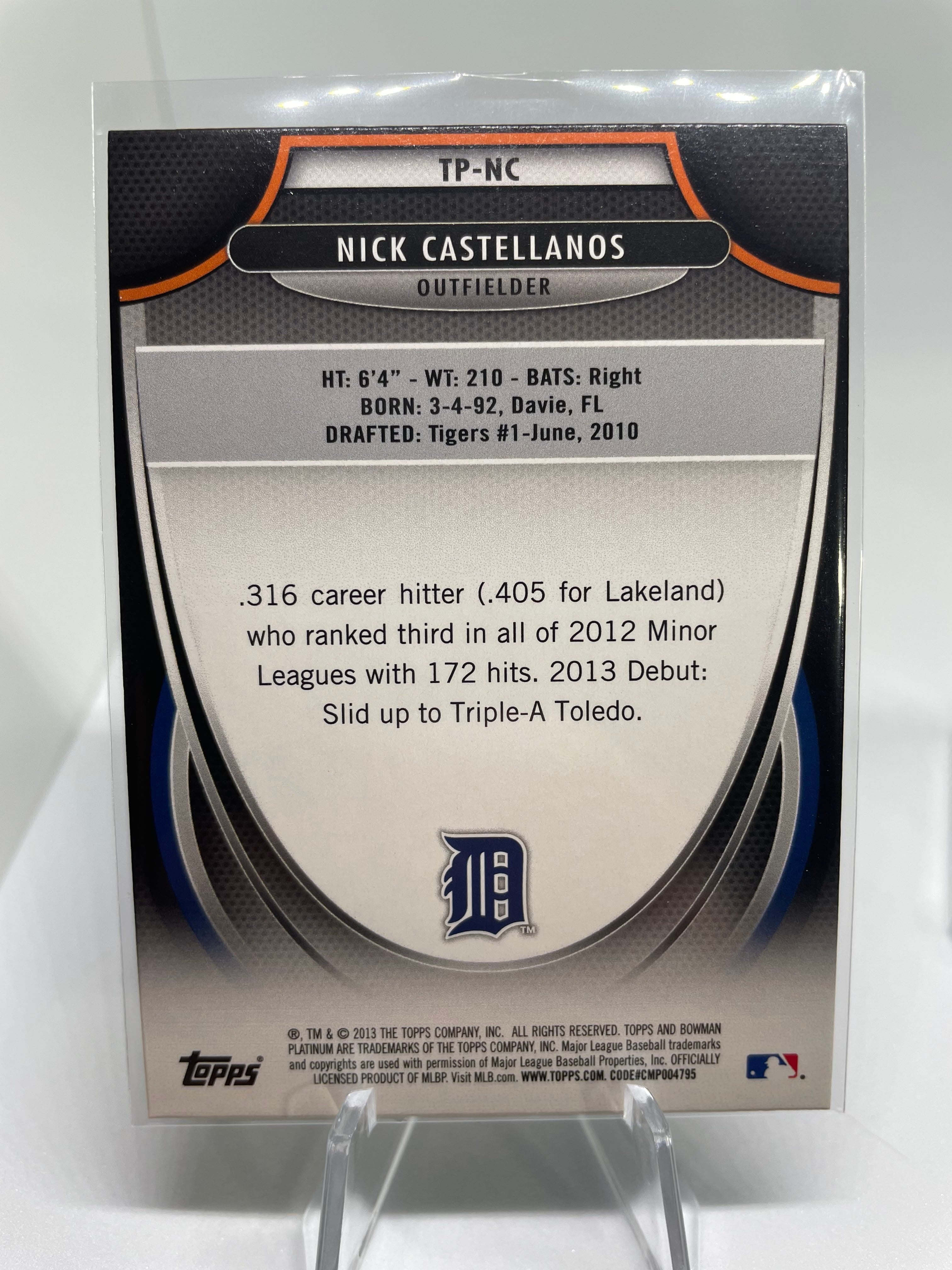 2013 Bowman Platinum Nick Castellanos Top Prospects SP + Base Rookie Set (x8)