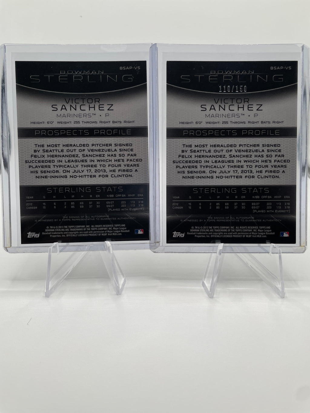 2013 Bowman Sterling Victor Sanchez Prospect Refractor Auto /150 + Base Auto