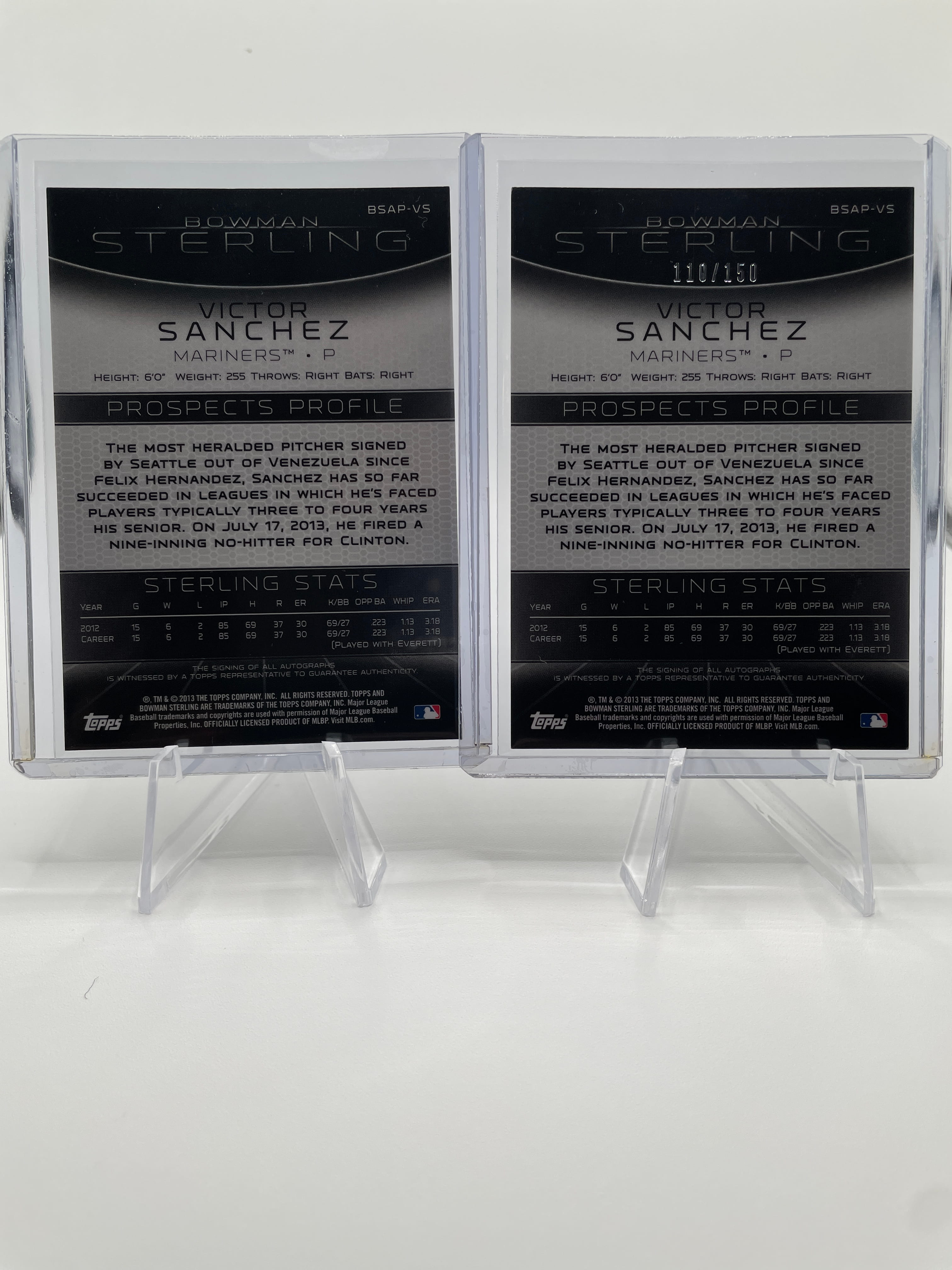 2013 Bowman Sterling Victor Sanchez Prospect Refractor Auto /150 + Base Auto
