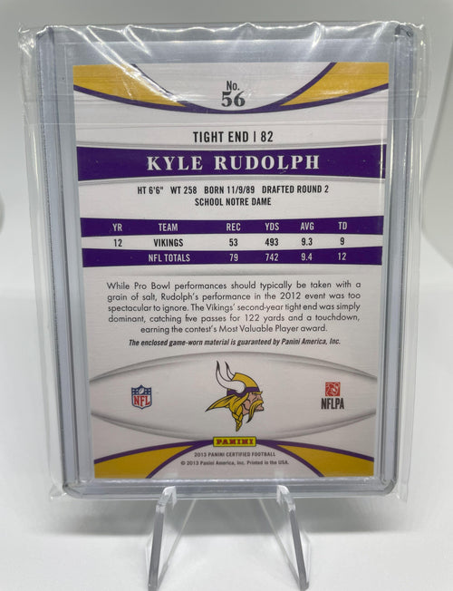 2013 Leaf Certified Kyle Rudolph Red Foil Patch /99