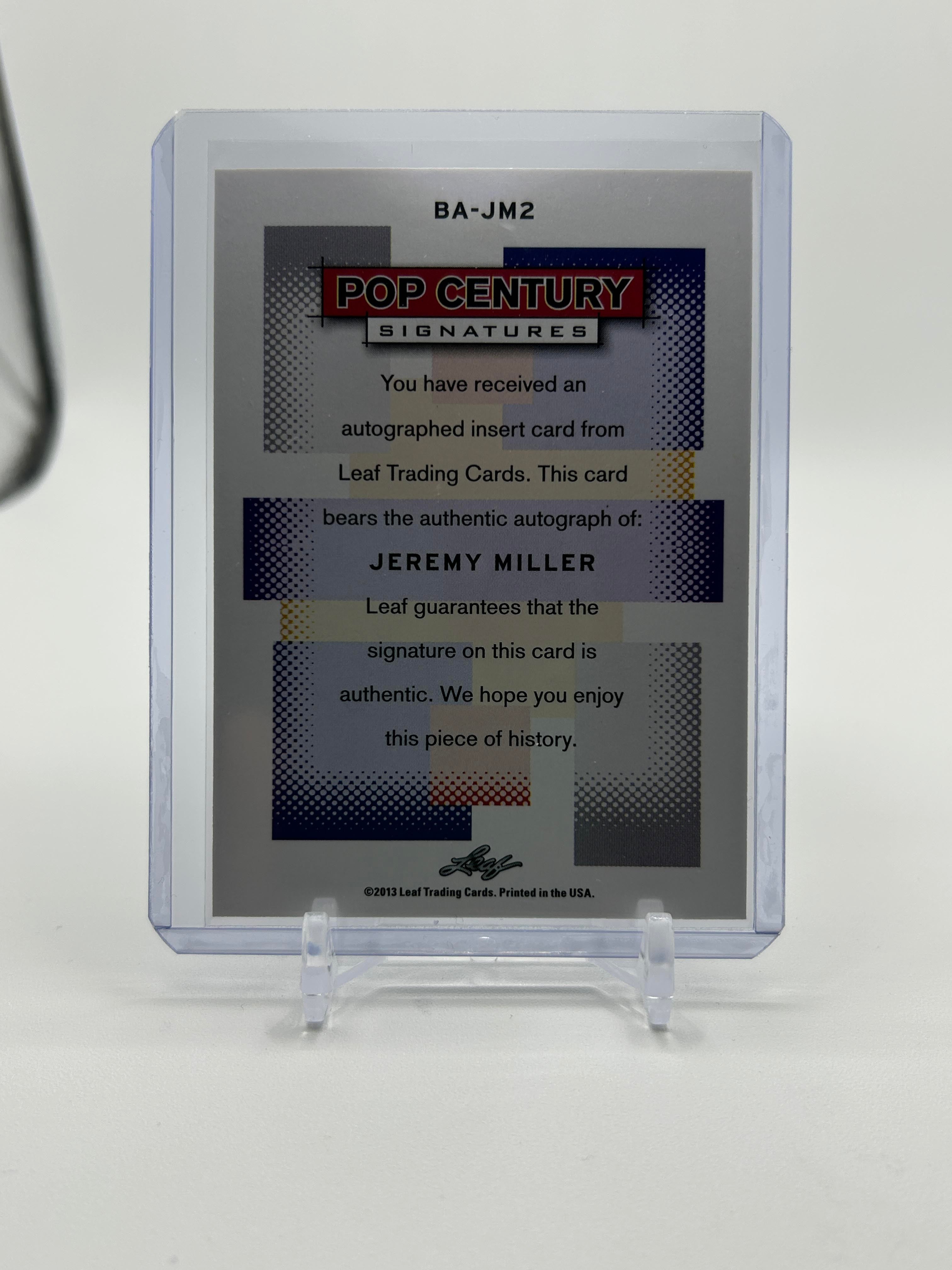 2013 Leaf Pop Century Signatures Jeremy Miller Auto