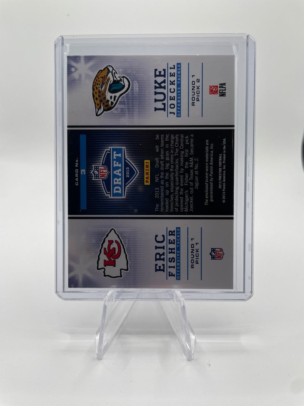 2013 Panini Prestige Draft Luke Joeckel + Eric Fisher Dual Rookie Patch #3