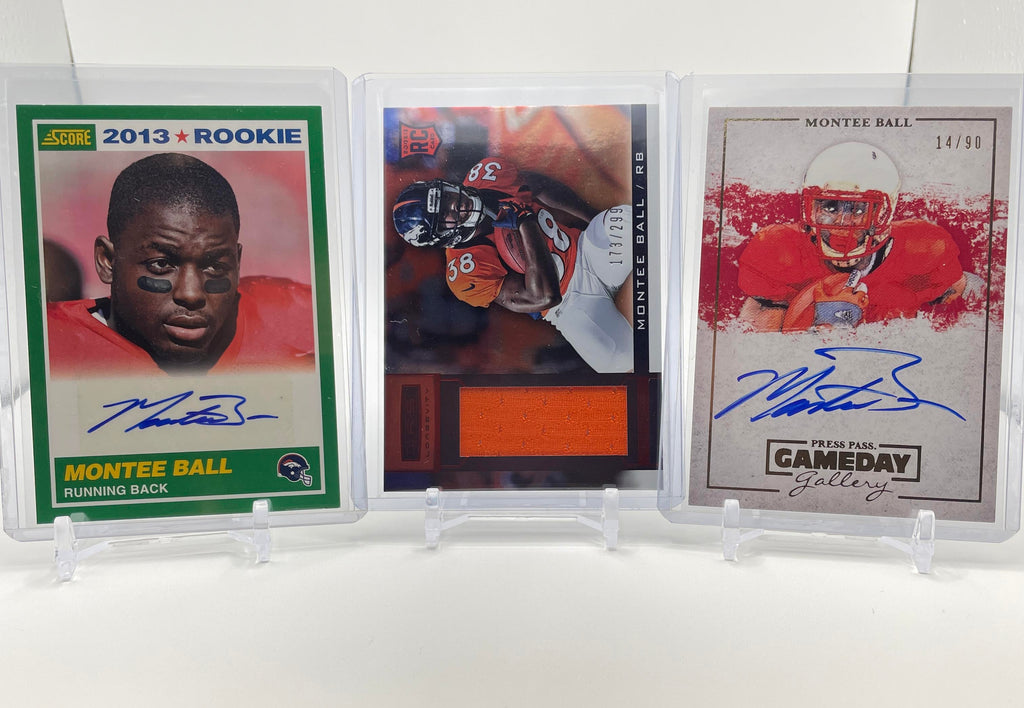 2013 Panini Score Montee Ball Rookie Auto + Press Pass Auto /90 + R&S Patch /299