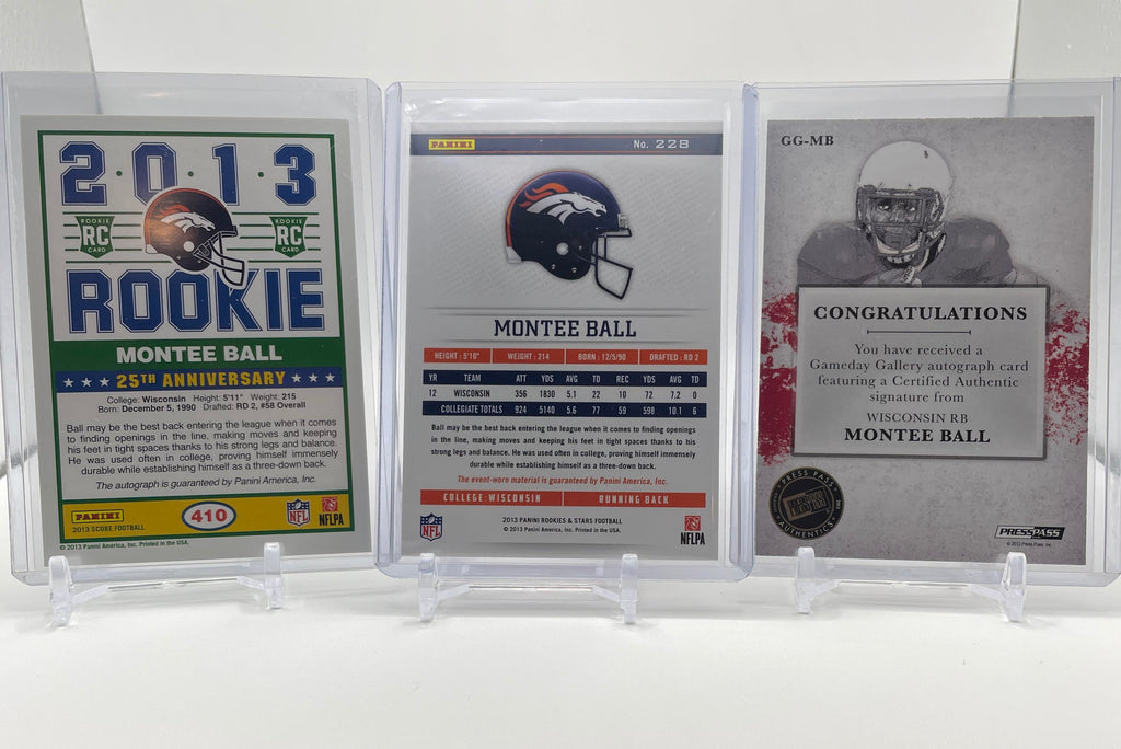 2013 Panini Score Montee Ball Rookie Auto + Press Pass Auto /90 + R&S Patch /299