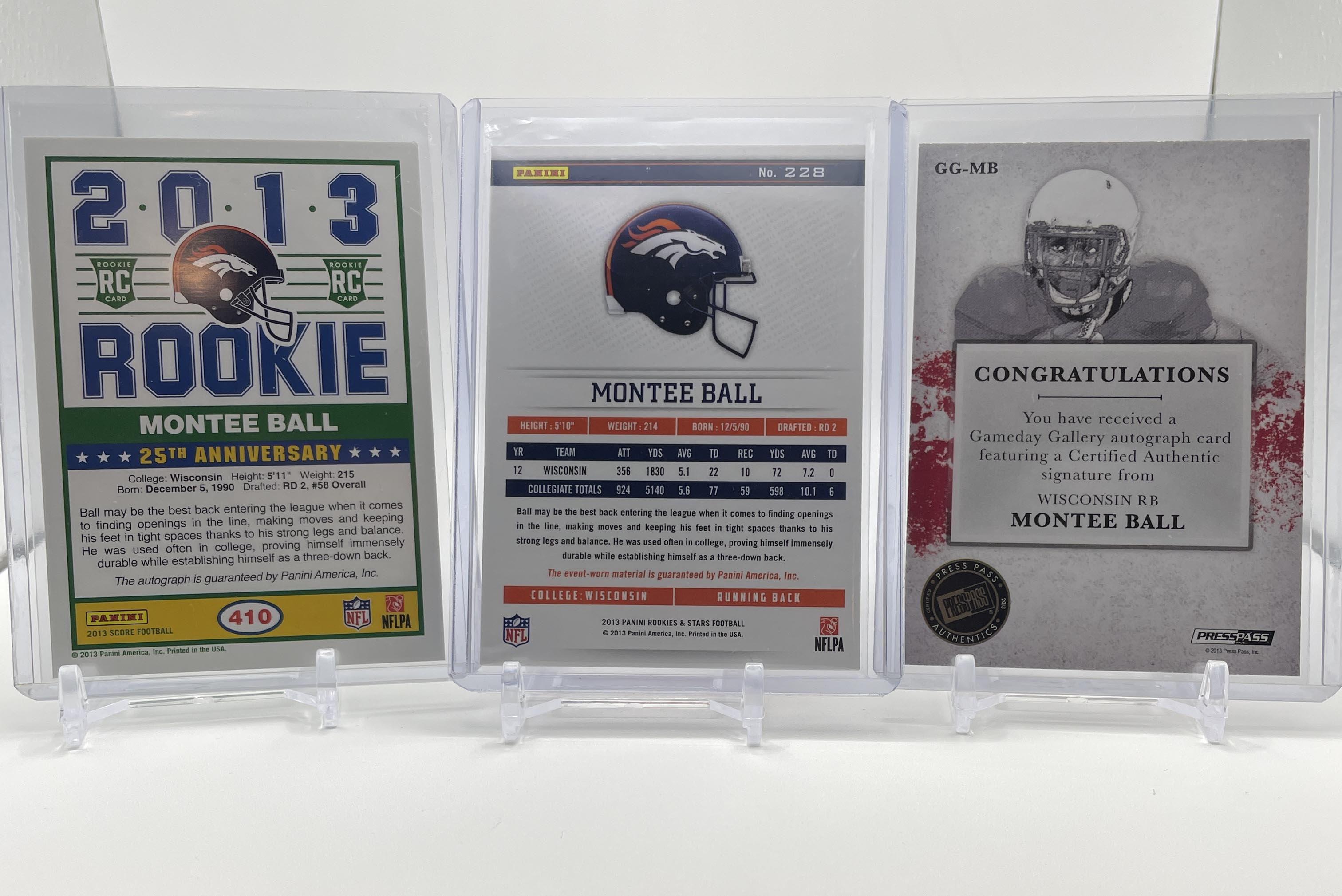 2013 Panini Score Montee Ball Rookie Auto + Press Pass Auto /90 + R&S Patch /299