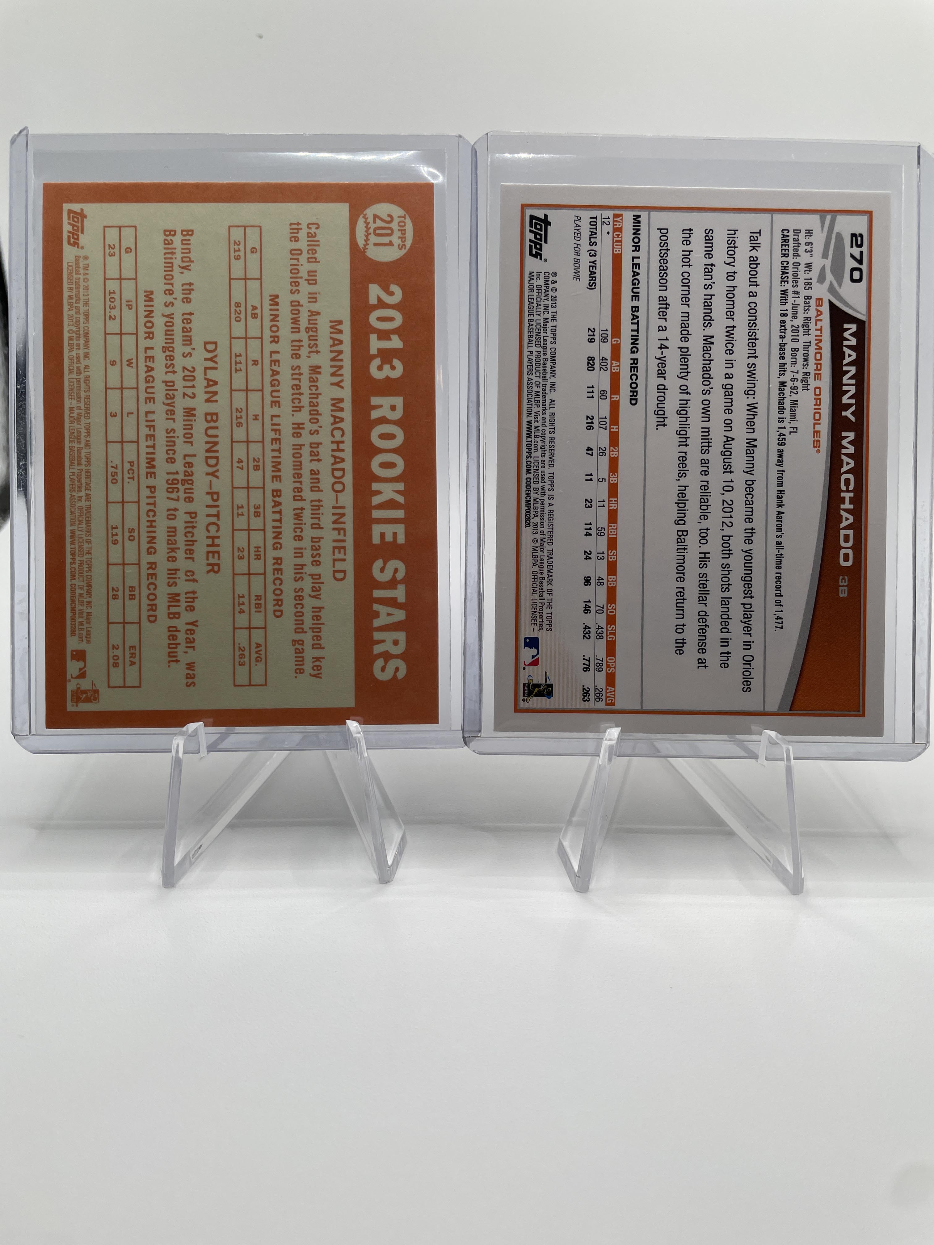 2013 Topps Manny Machado Rookie #270 + Heritage Rookie Stars #201