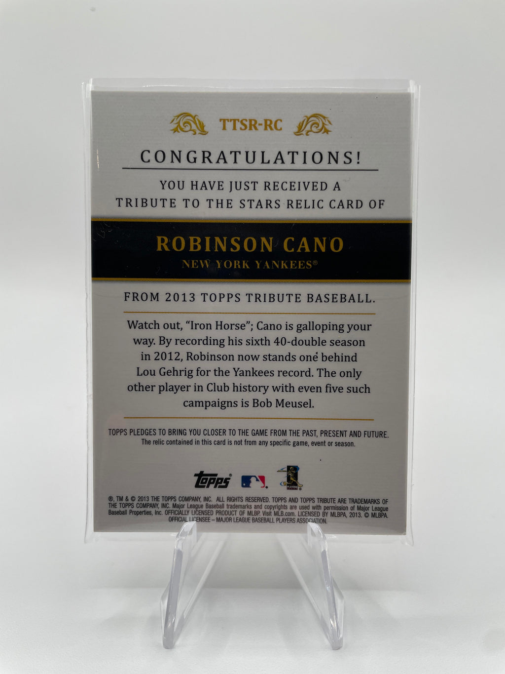 2013 Topps Tribute Robinson Cano Tribute to the Stars Relic Red /10 #TTSR-RC