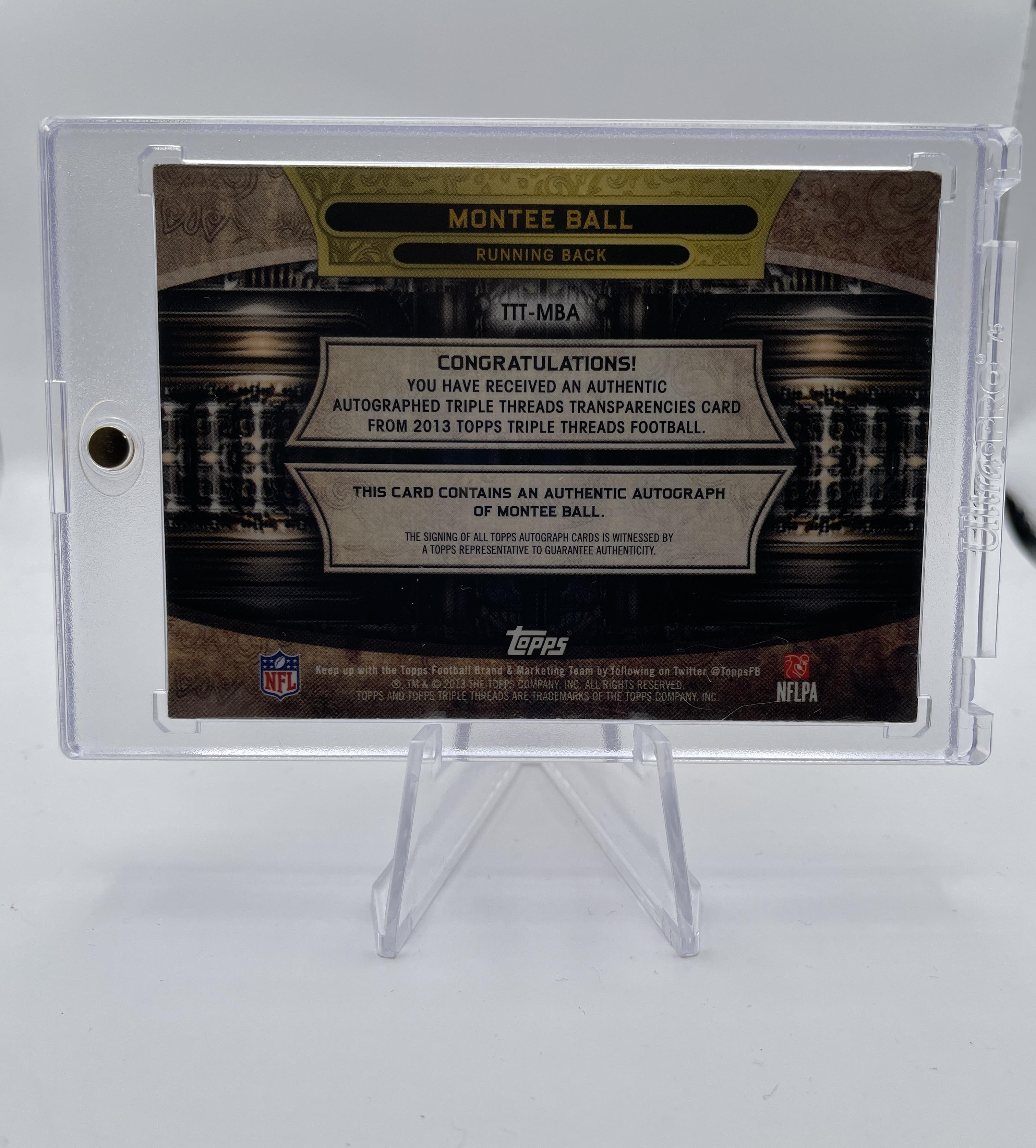 2013 Topps Triple Threads Montee Ball Transparencies Rookie Auto SP /25