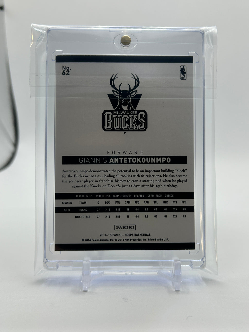 2014-15 Panini NBA Hoops Giannis Antetokounmpo Gold Border SP #62
