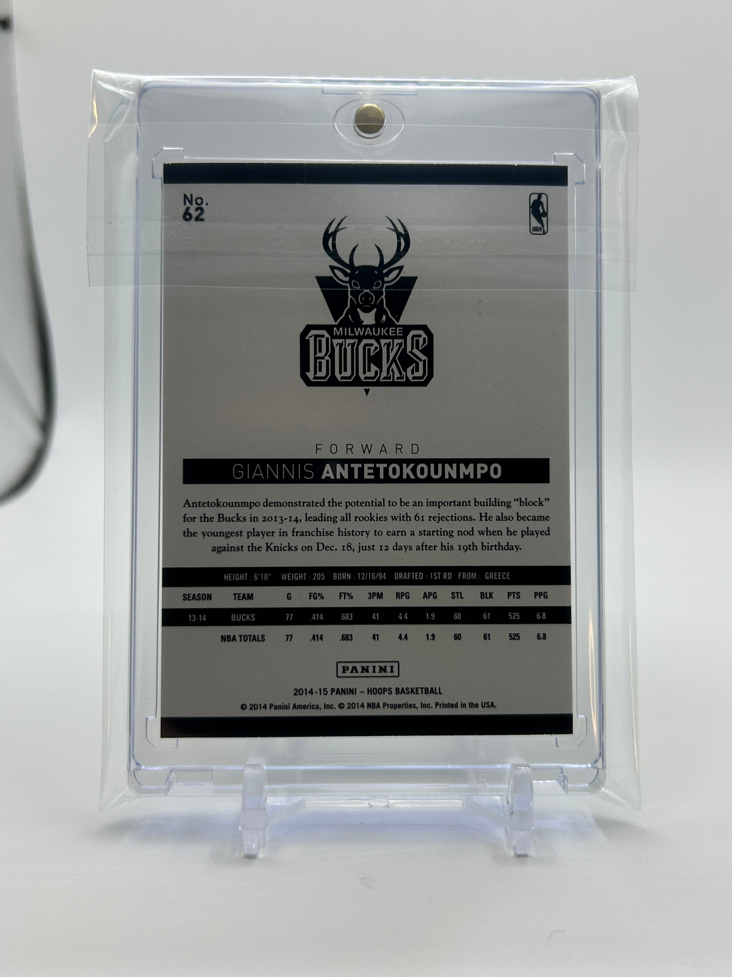 2014-15 Panini NBA Hoops Giannis Antetokounmpo Gold Border SP #62
