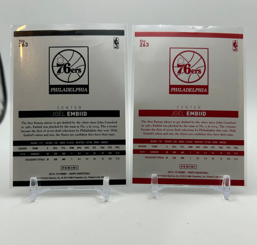 2014-15 Panini NBA Hoops Joel Embiid Red Back Rookie SP + Base RC Set