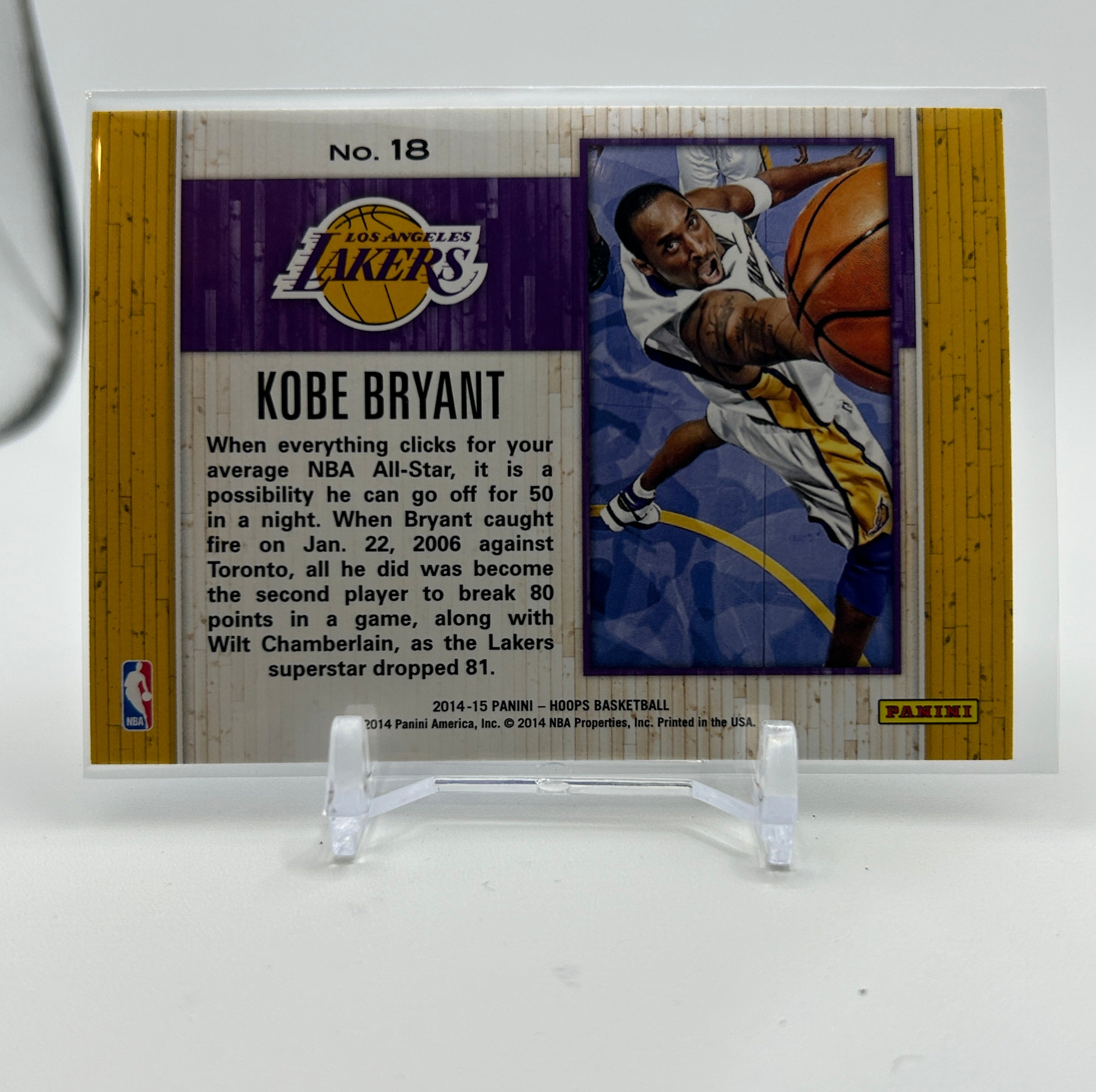 2014-15 Panini NBA Hoops Kobe Bryant Moments of Greatness 81 Points #18