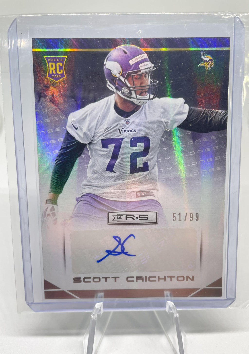 2014 Panini Rookies & Stars Scott Crichton Longevity Rookie Refractor Auto /99