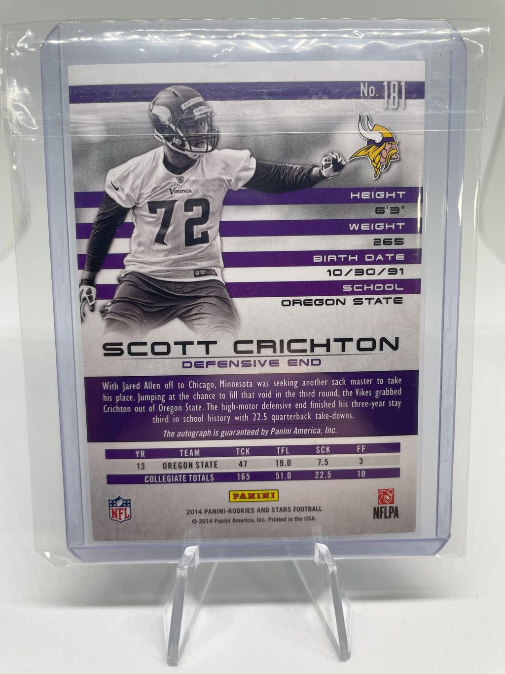 2014 Panini Rookies & Stars Scott Crichton Longevity Rookie Refractor Auto /99
