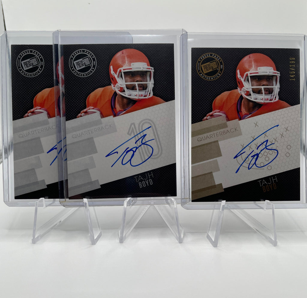 2014 Press Pass Tajh Boyd Bronze On-Card Rookie Auto /199 + Base Autos (x2)