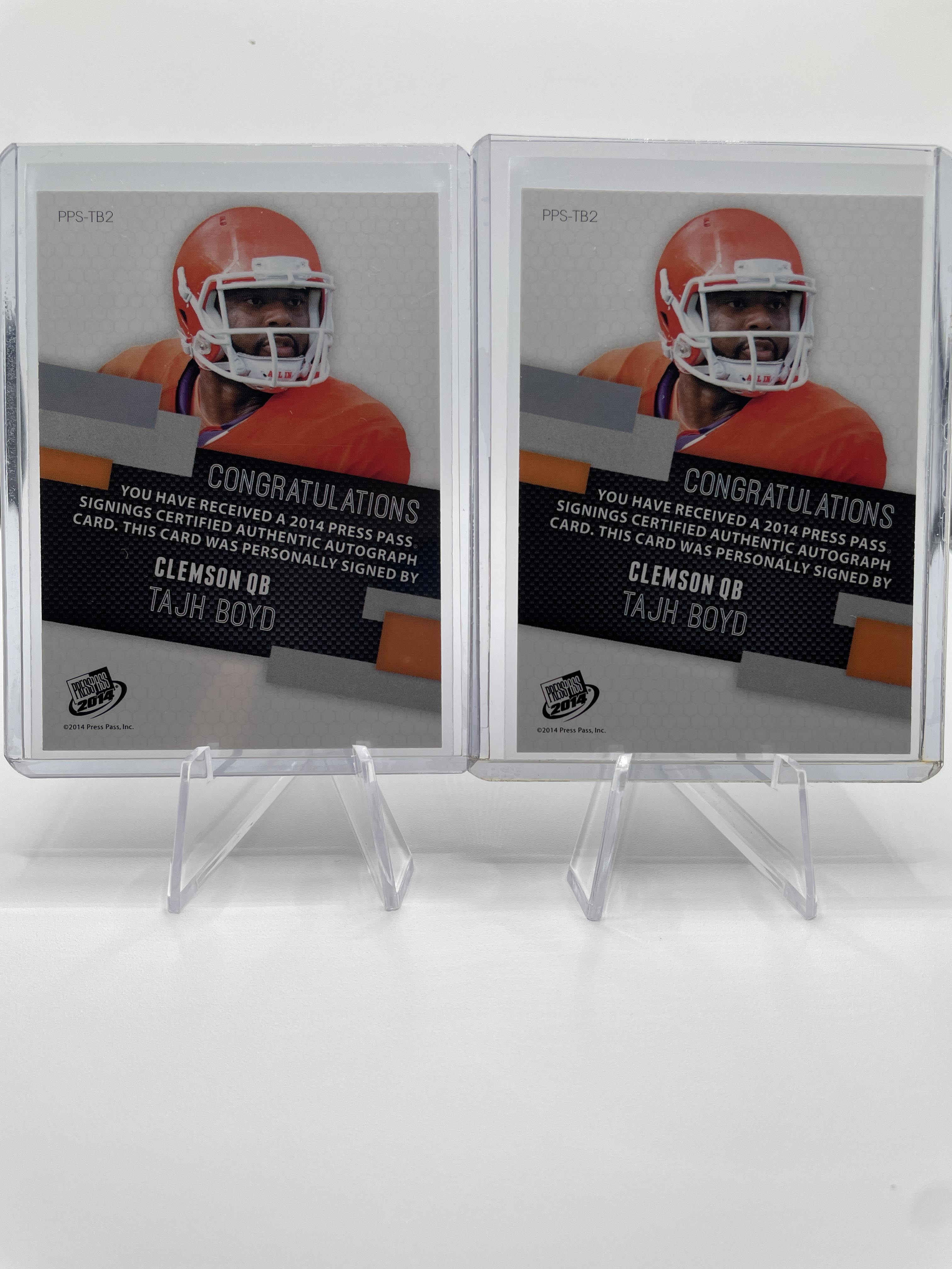 2014 Press Pass Tajh Boyd Bronze On-Card Rookie Auto /199 + Base Autos (x2)