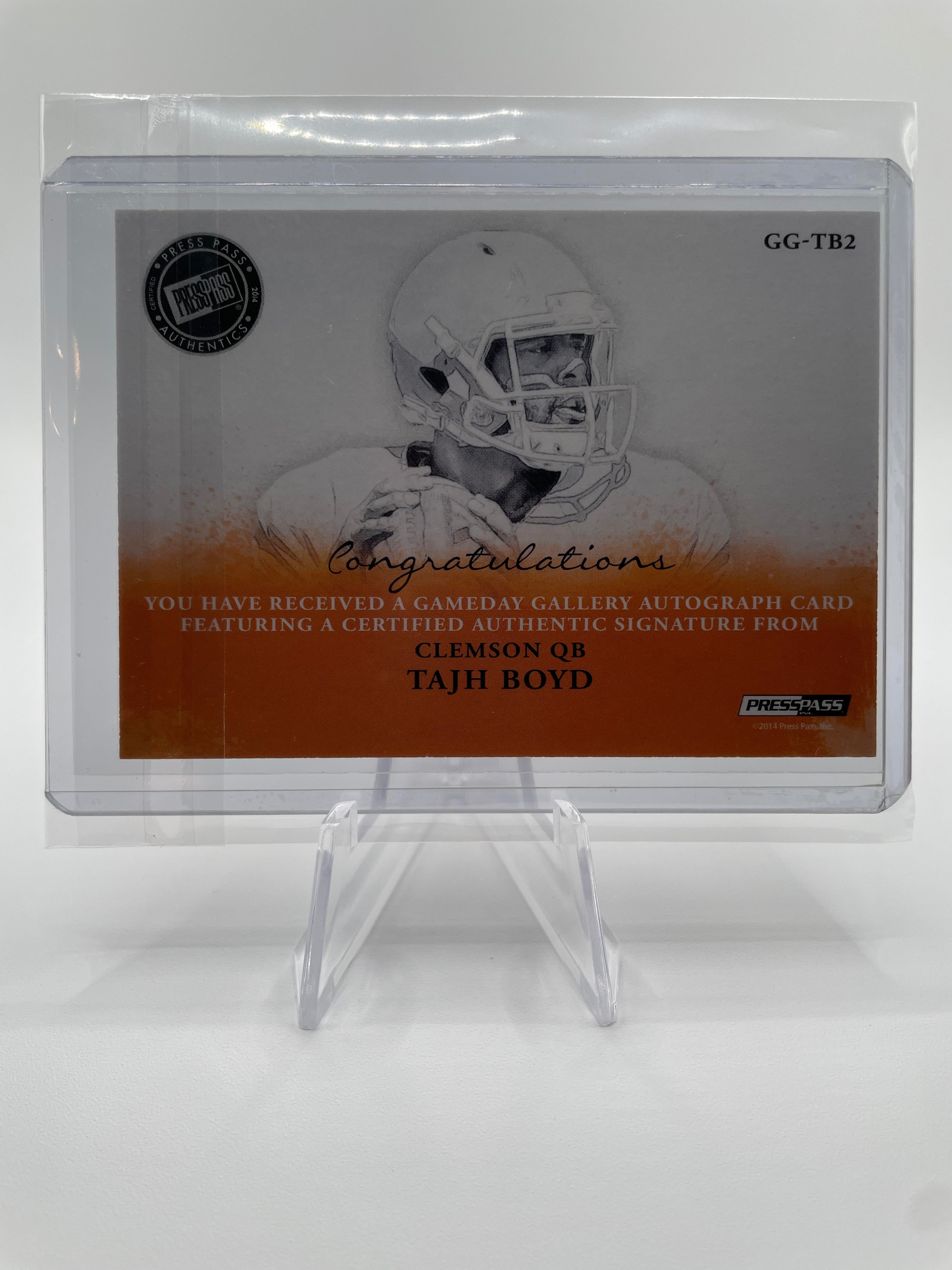 2014 Press Pass Tajh Boyd Gameday Gallery On-Card Rookie Auto /150