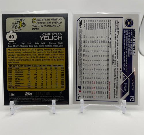 2014 Topps Archives Christian Yelich Gold /199 + 2023 Topps Series 1 Gold /2023