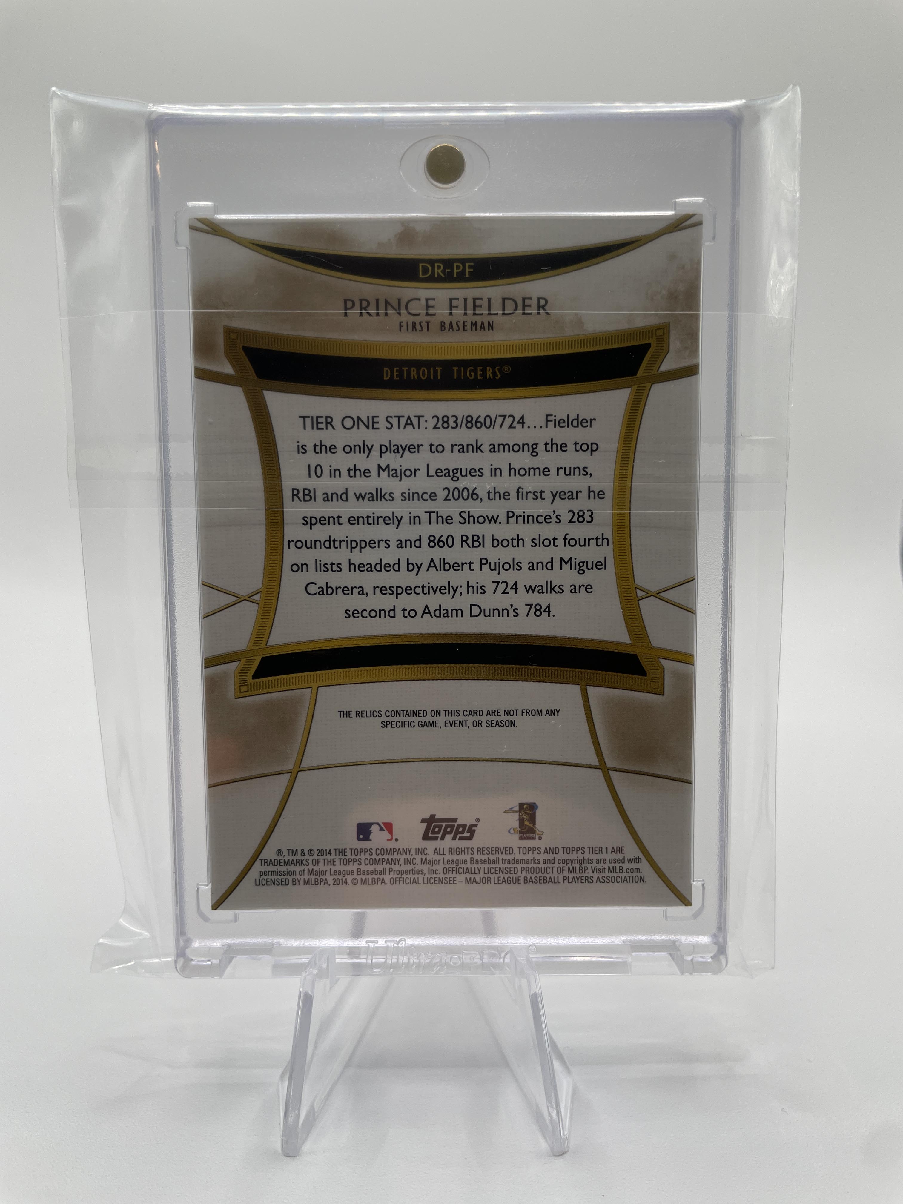 2014 Topps Tier One Prince Fielder Relics Dual /50 #DR-PF