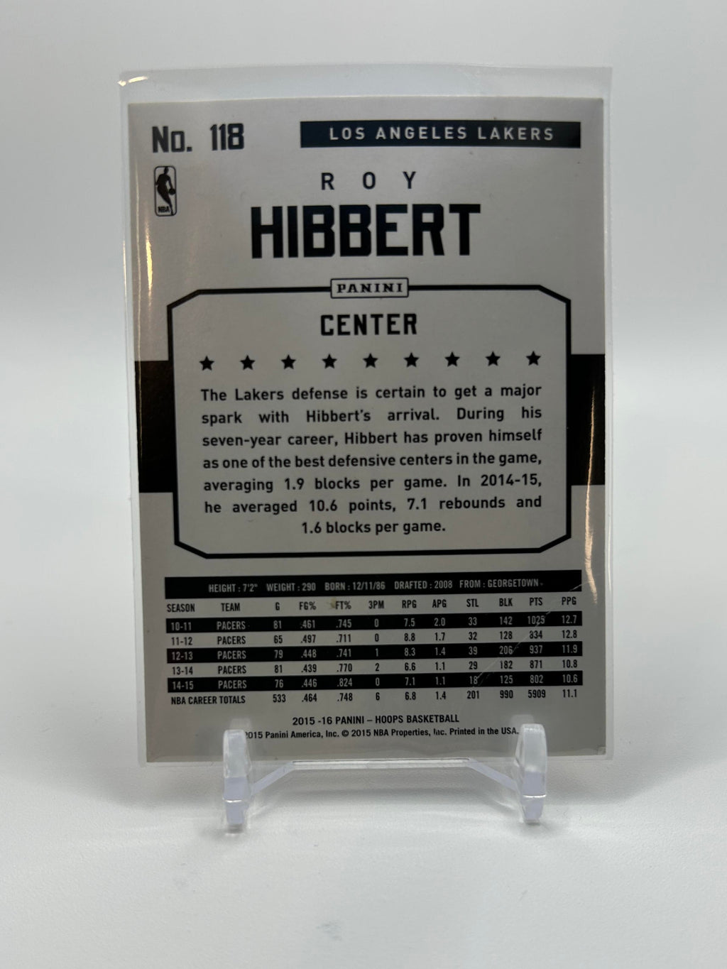 2015-16 Panini NBA Hoops Roy Hibbert Red Parallel /299