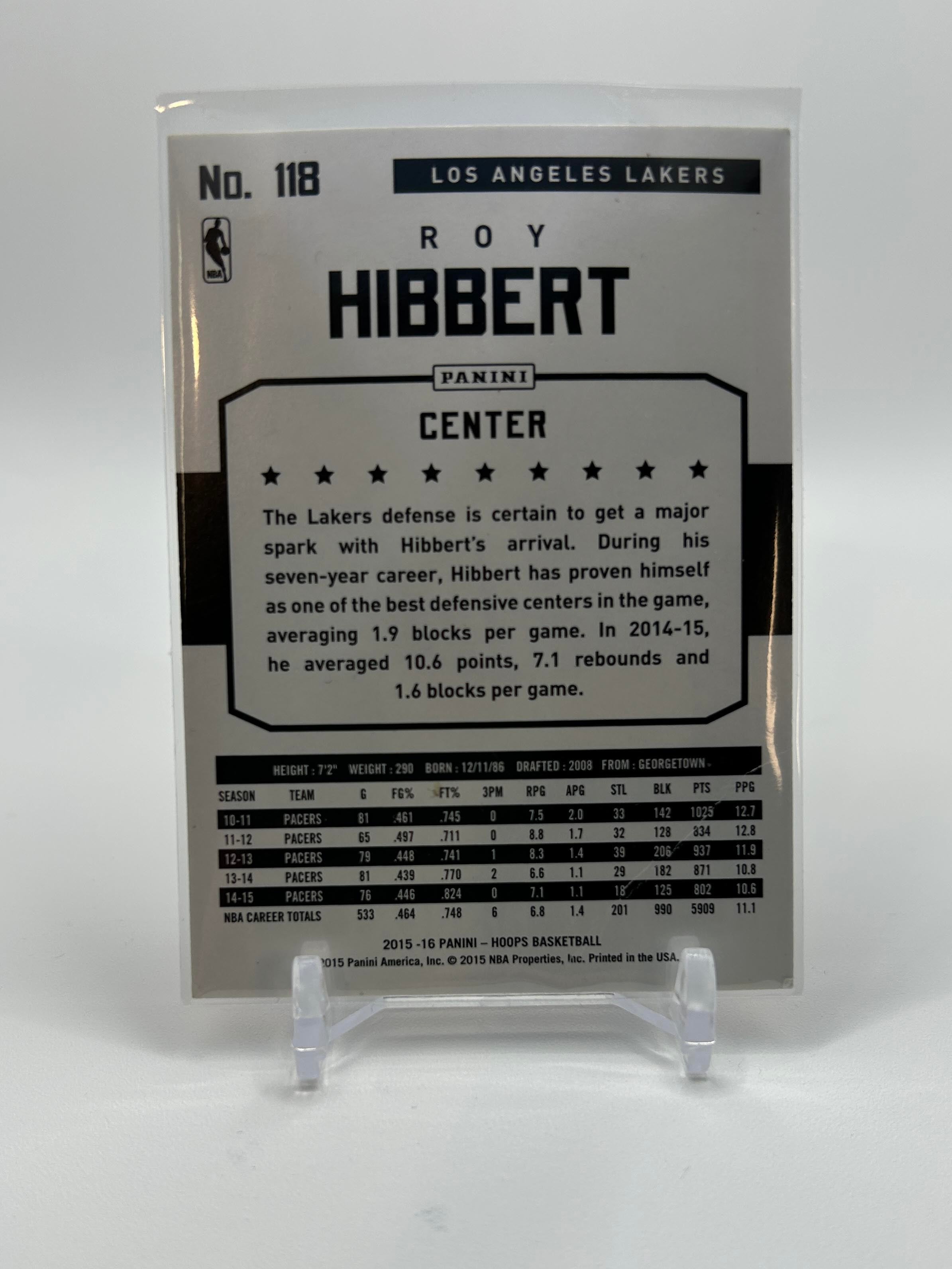 2015-16 Panini NBA Hoops Roy Hibbert Red Parallel /299