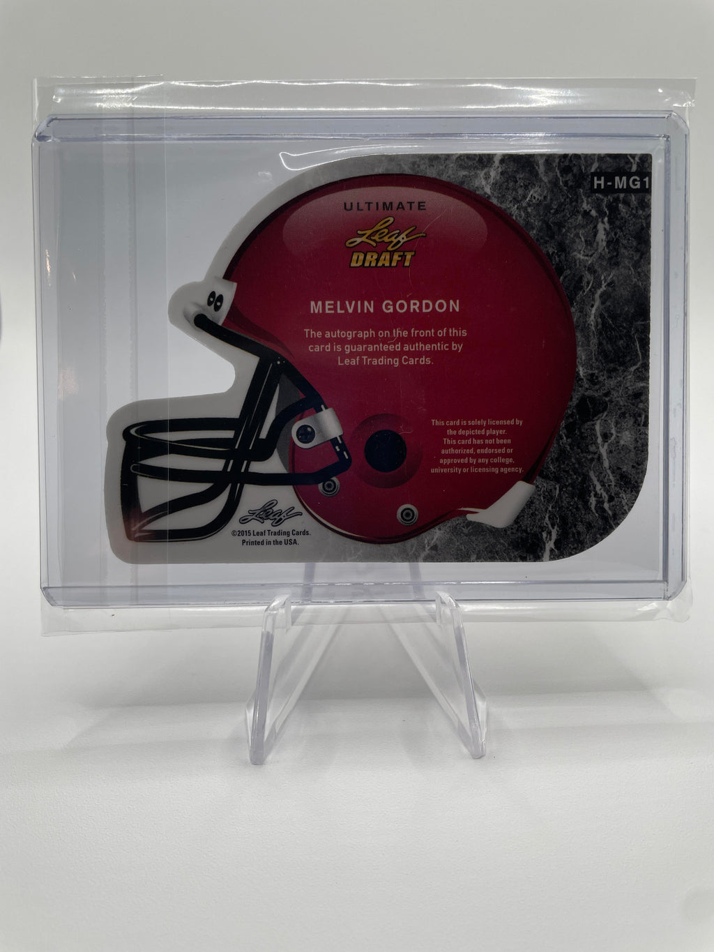 2015 Leaf Ultimate Draft Melvin Gordon Helmet Die-Cut Auto /40