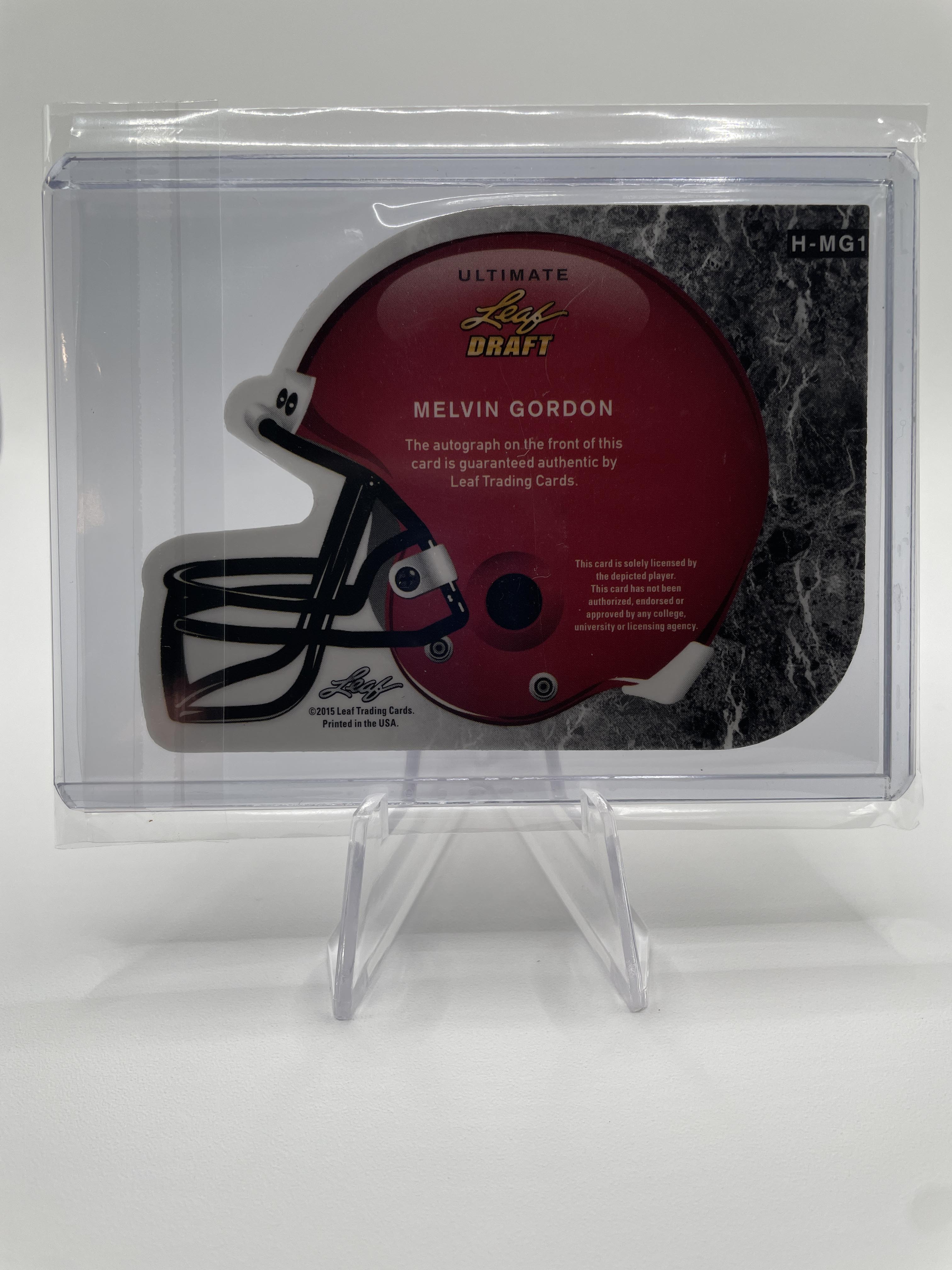 2015 Leaf Ultimate Draft Melvin Gordon Helmet Die-Cut Auto /40