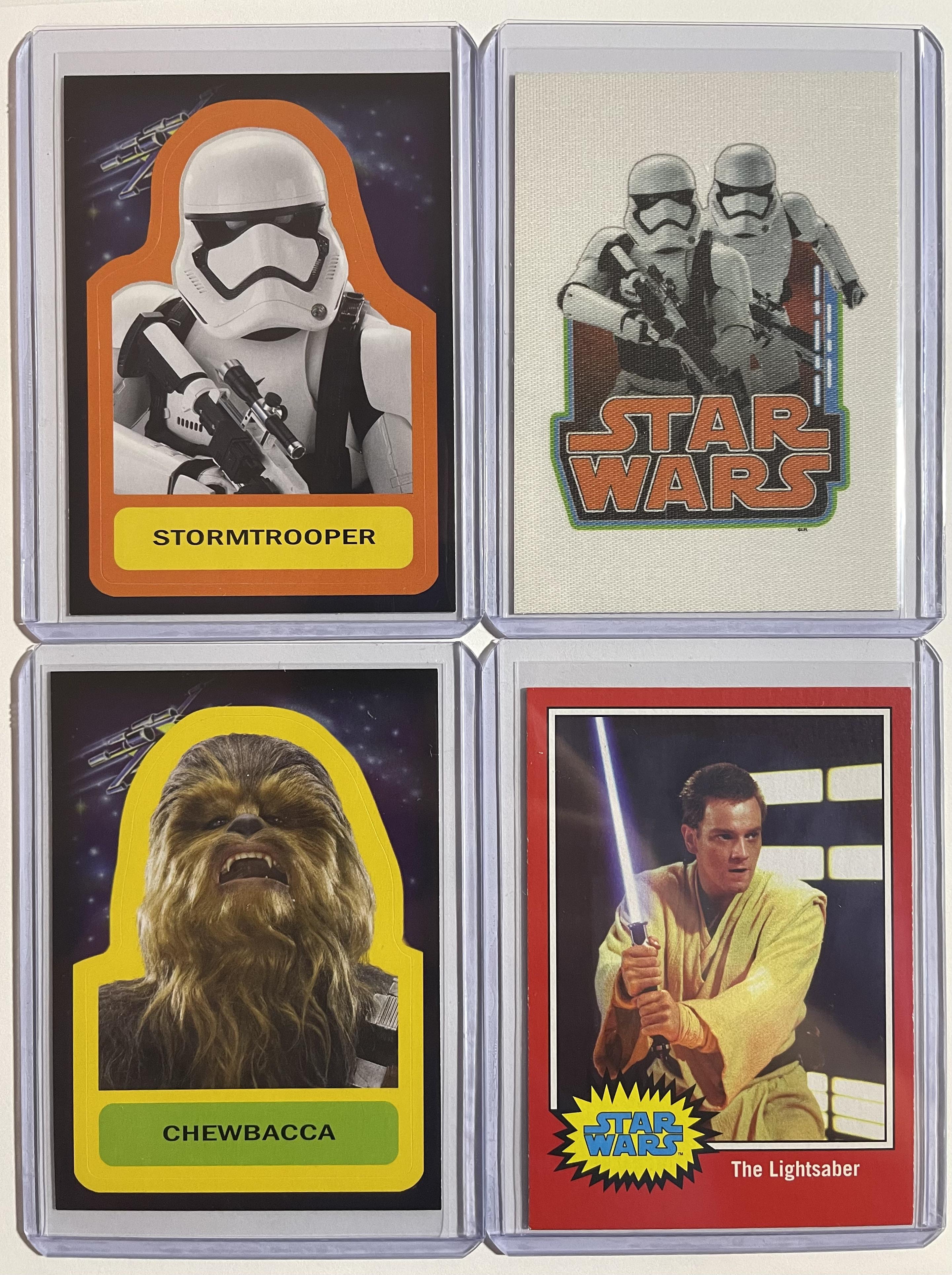 2015 Topps Star Wars Journey To Force Awakens Sticker Obi-Wan + Chewbacca SP Set