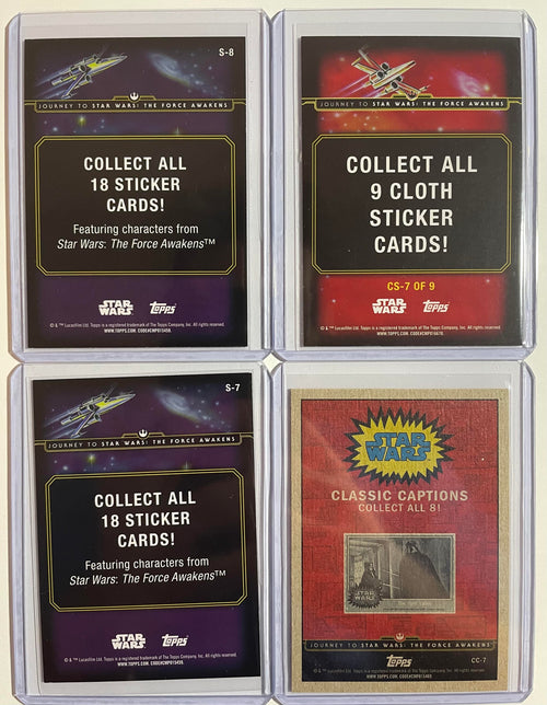 2015 Topps Star Wars Journey To Force Awakens Sticker Obi-Wan + Chewbacca SP Set