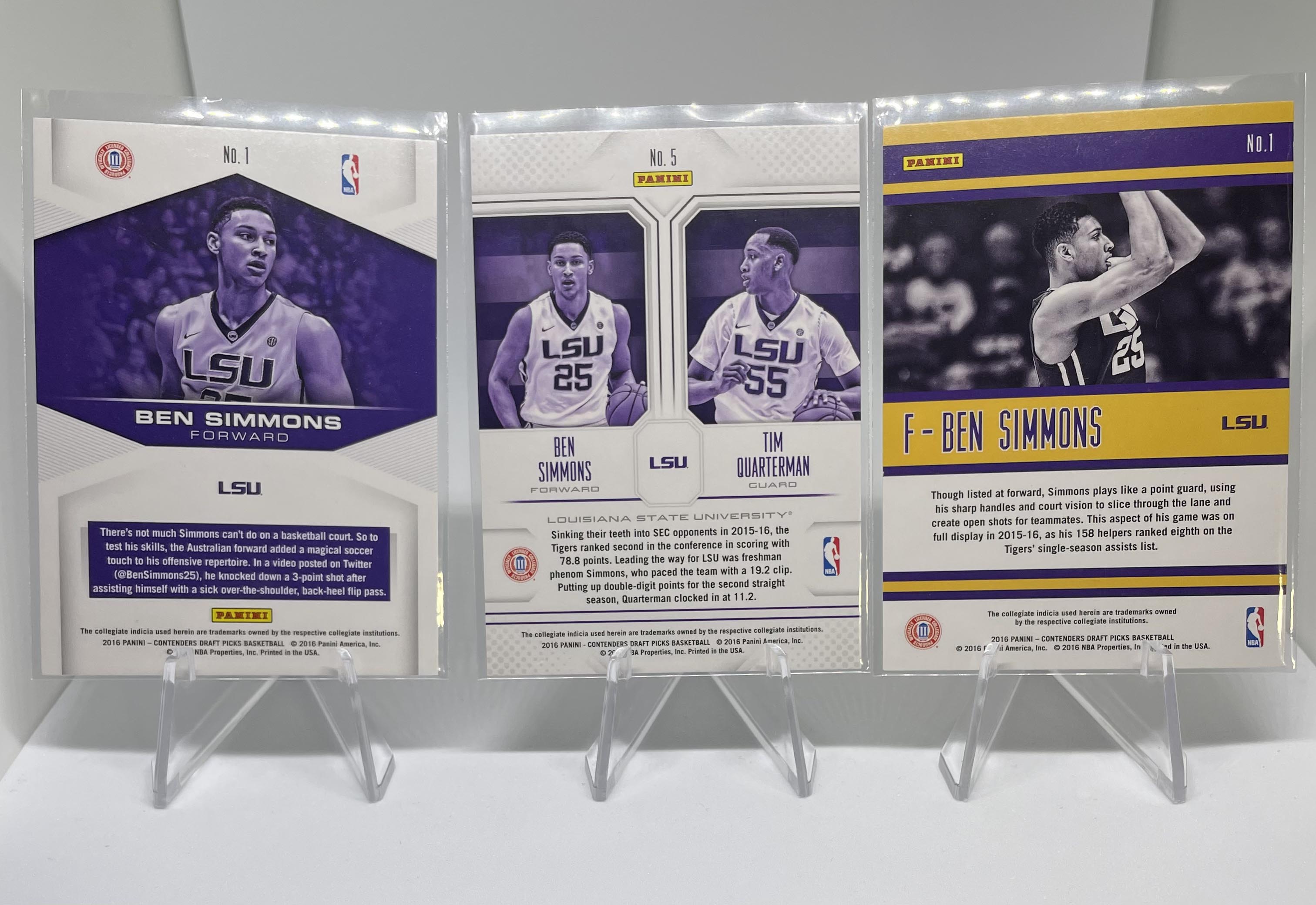 2016-17 Panini Contenders Ben Simmons Gameday + School Colors Rookie Insert Set