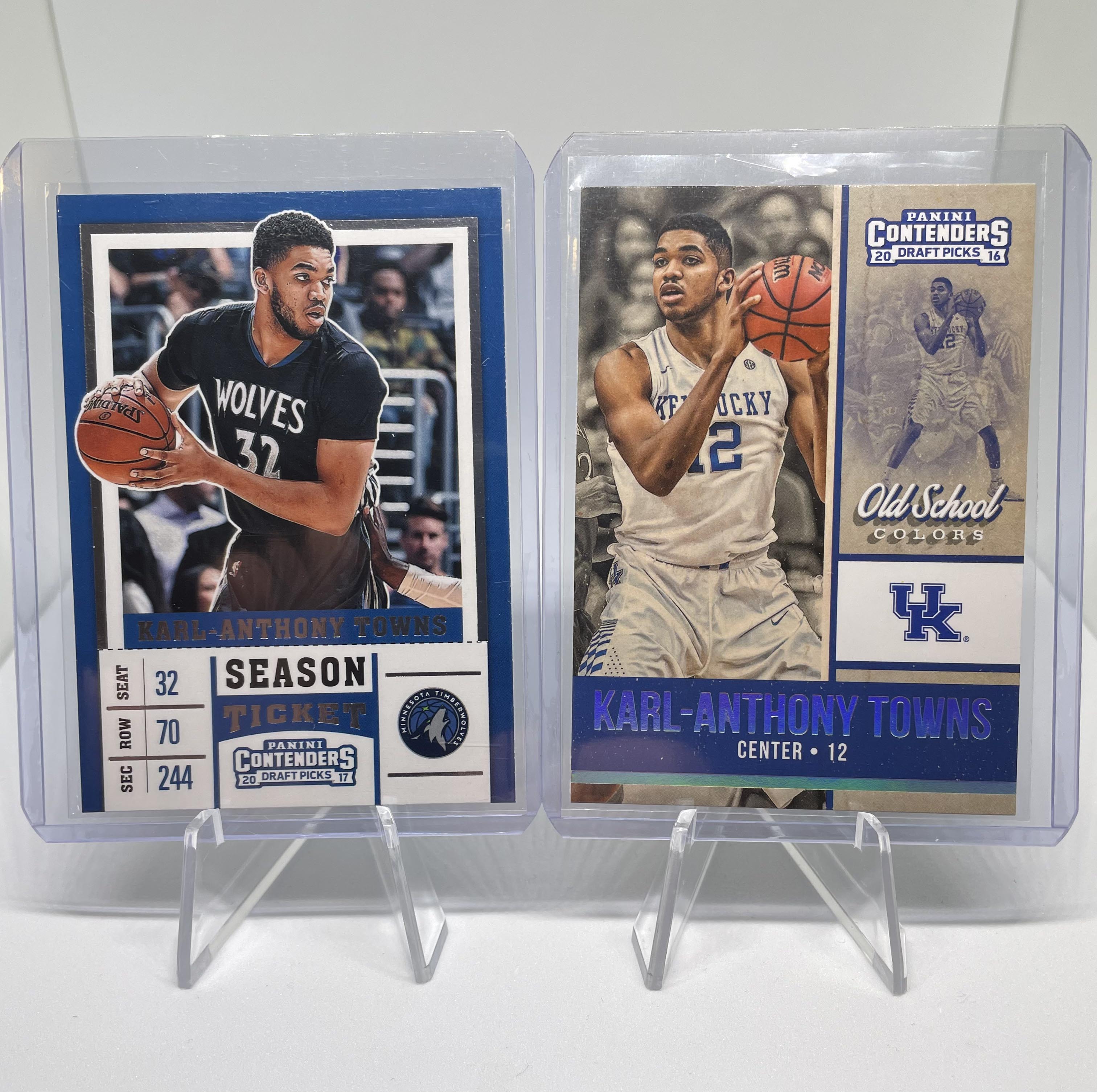 2016-17 Panini Contenders Karl-Anthony Towns Old School Colors + Base