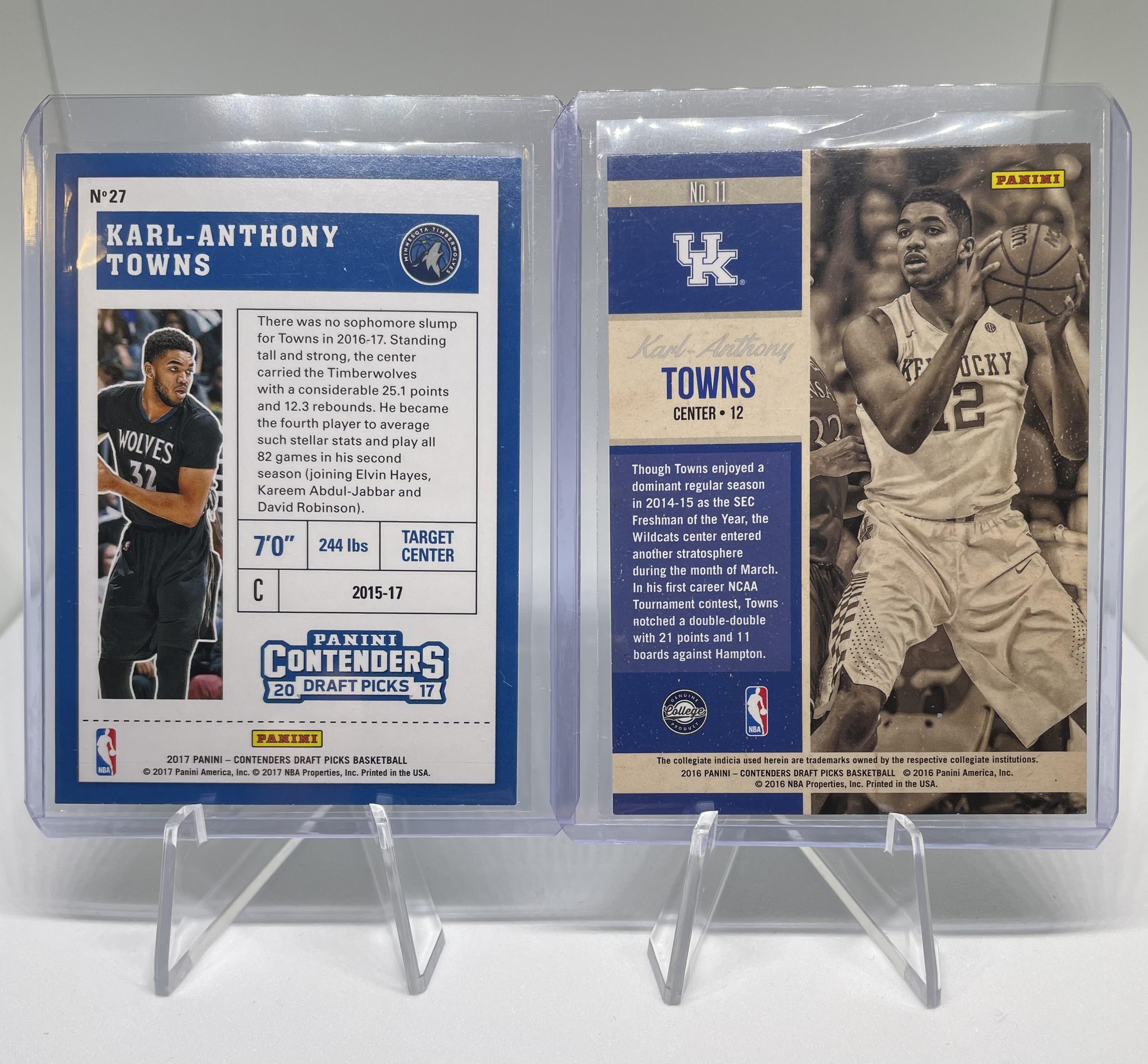 2016-17 Panini Contenders Karl-Anthony Towns Old School Colors + Base