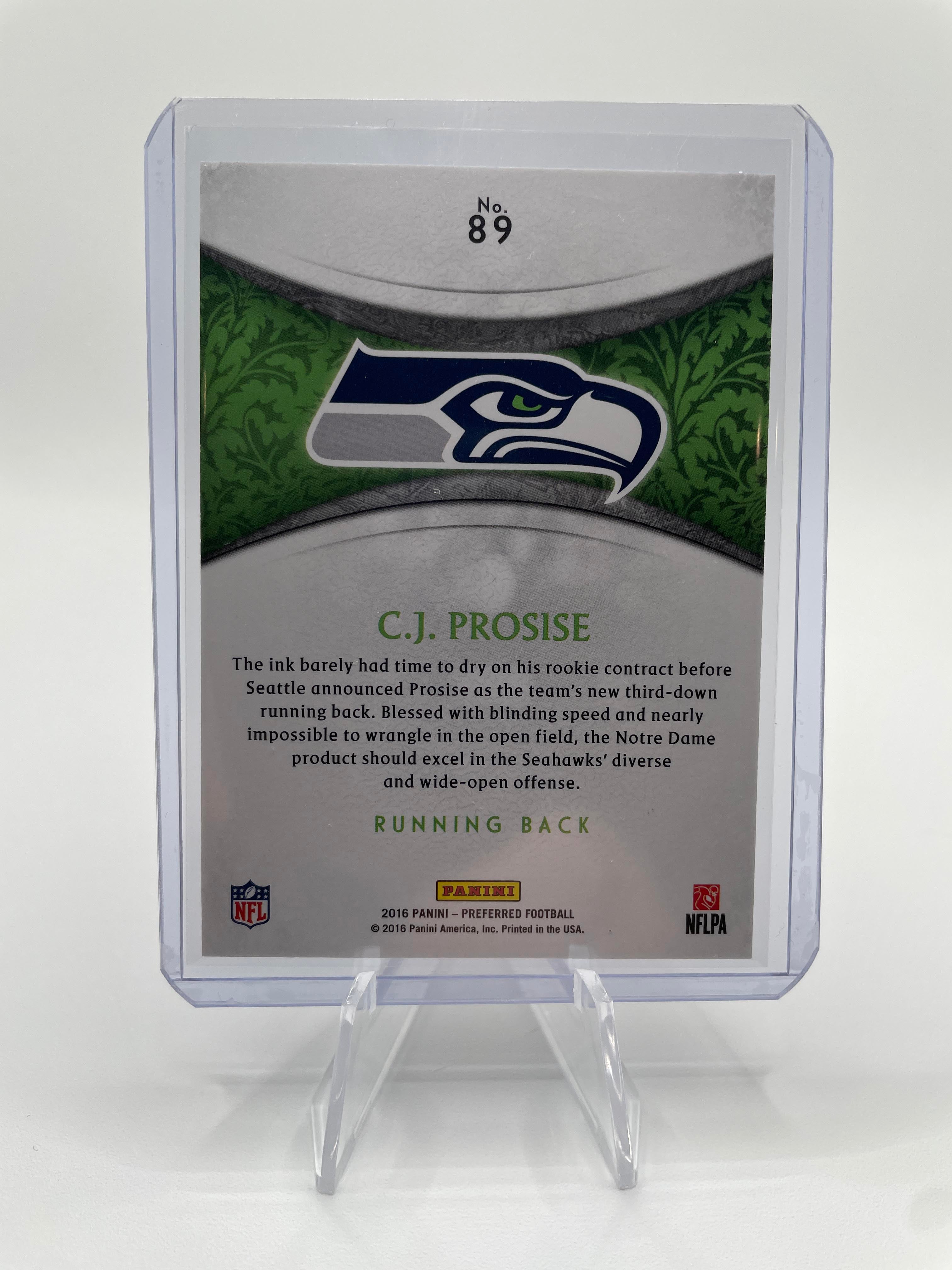 2016 Panini Crown Royale CJ Prosise Pink Foil Rookie /199