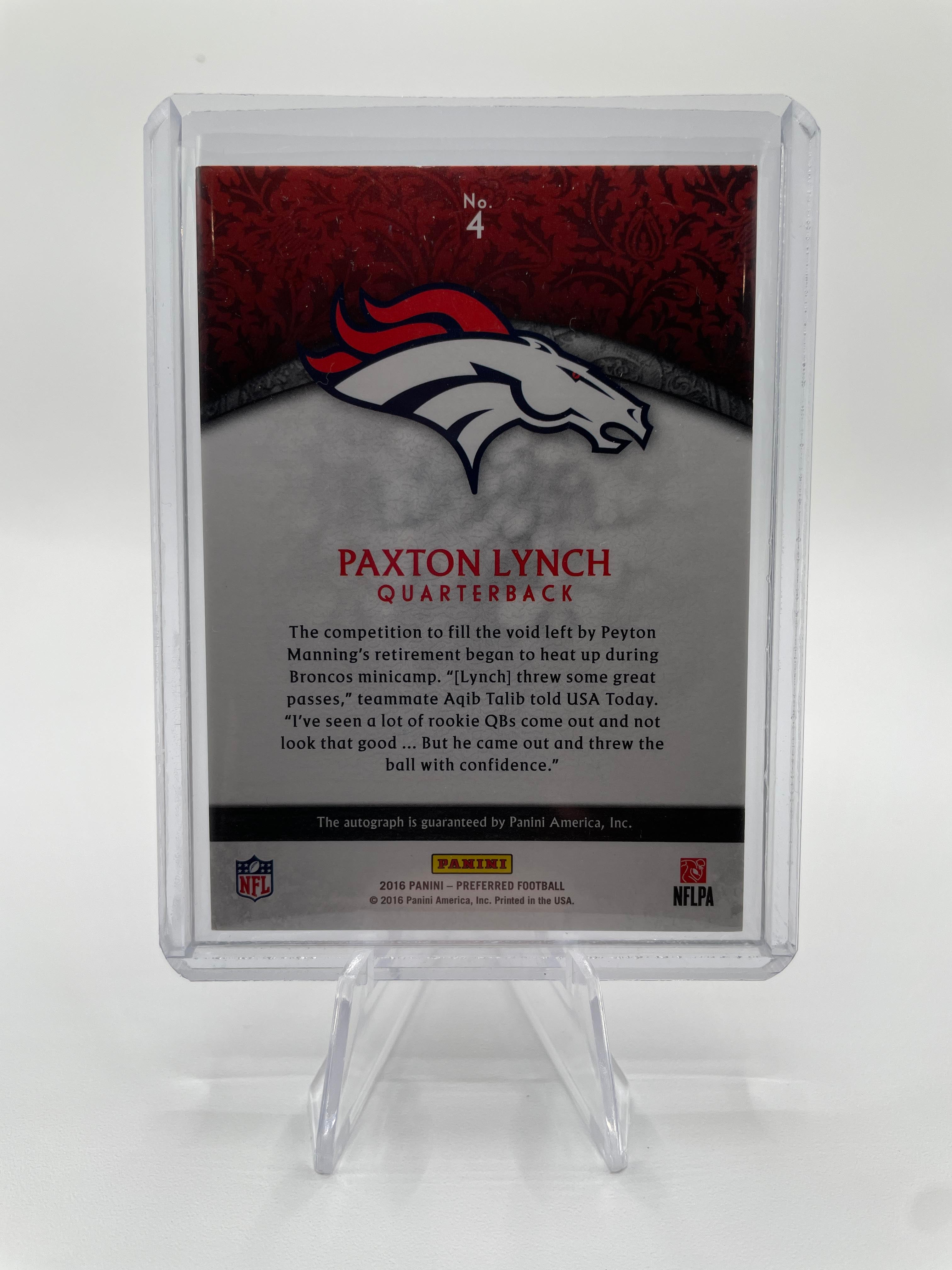 2016 Panini Crown Royale Paxton Lynch Rookie Auto /10