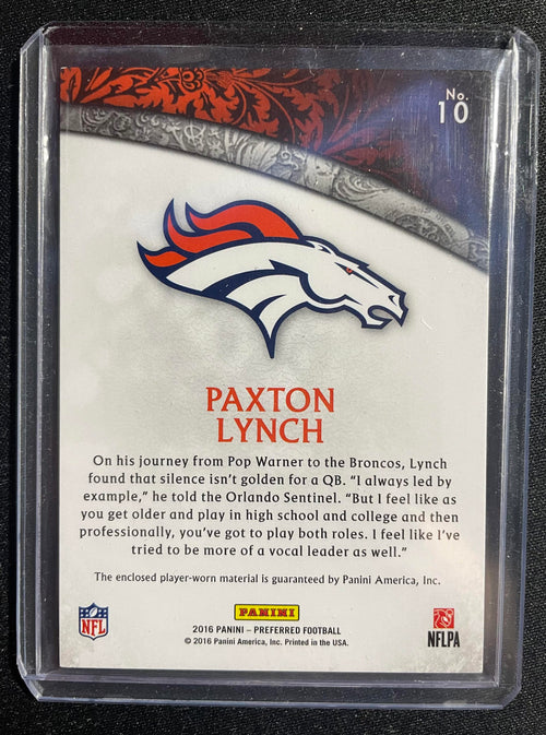 2016 Panini Crown Royale Paxton Lynch Rookie Silhouettes Patch #10
