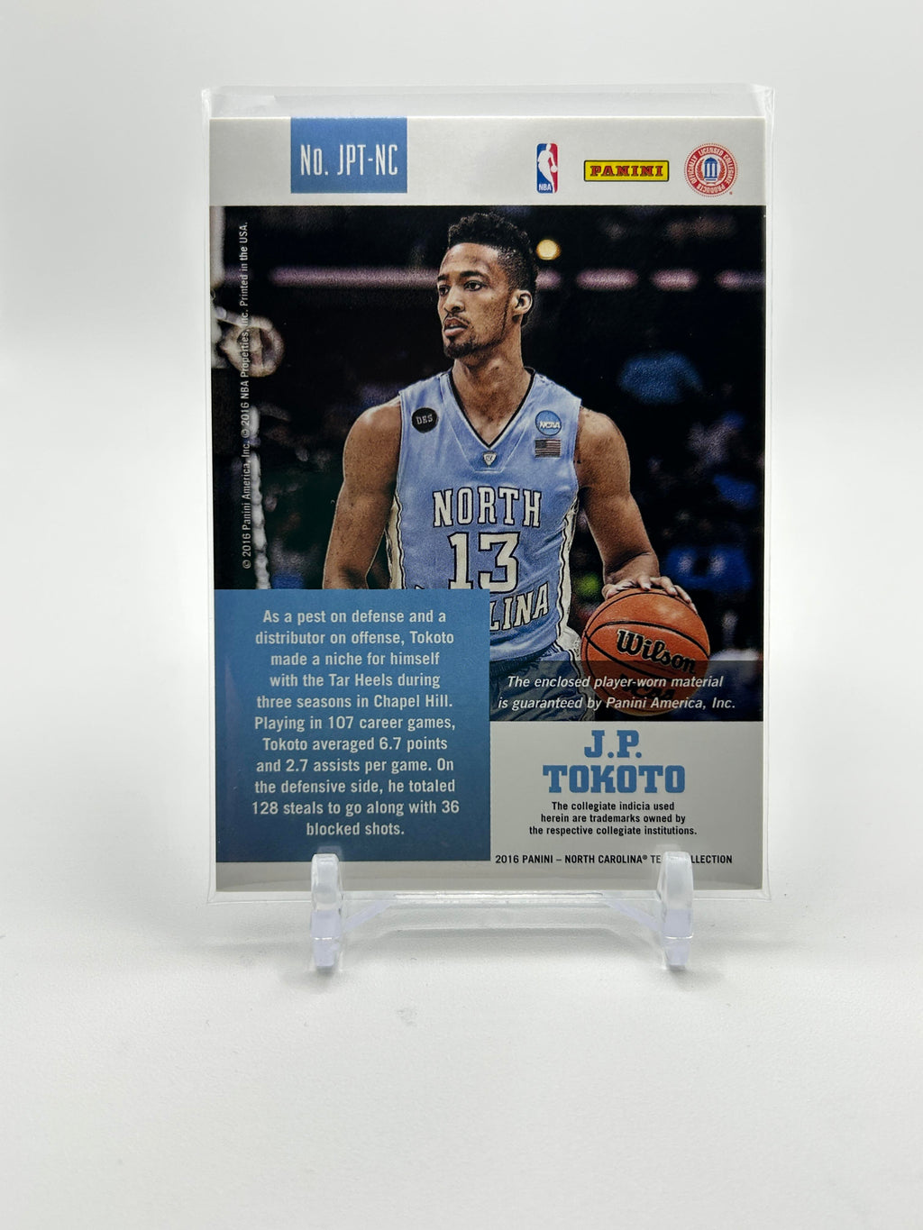 2016 Panini North Carolina J.P. Tokoto Rookie Patch