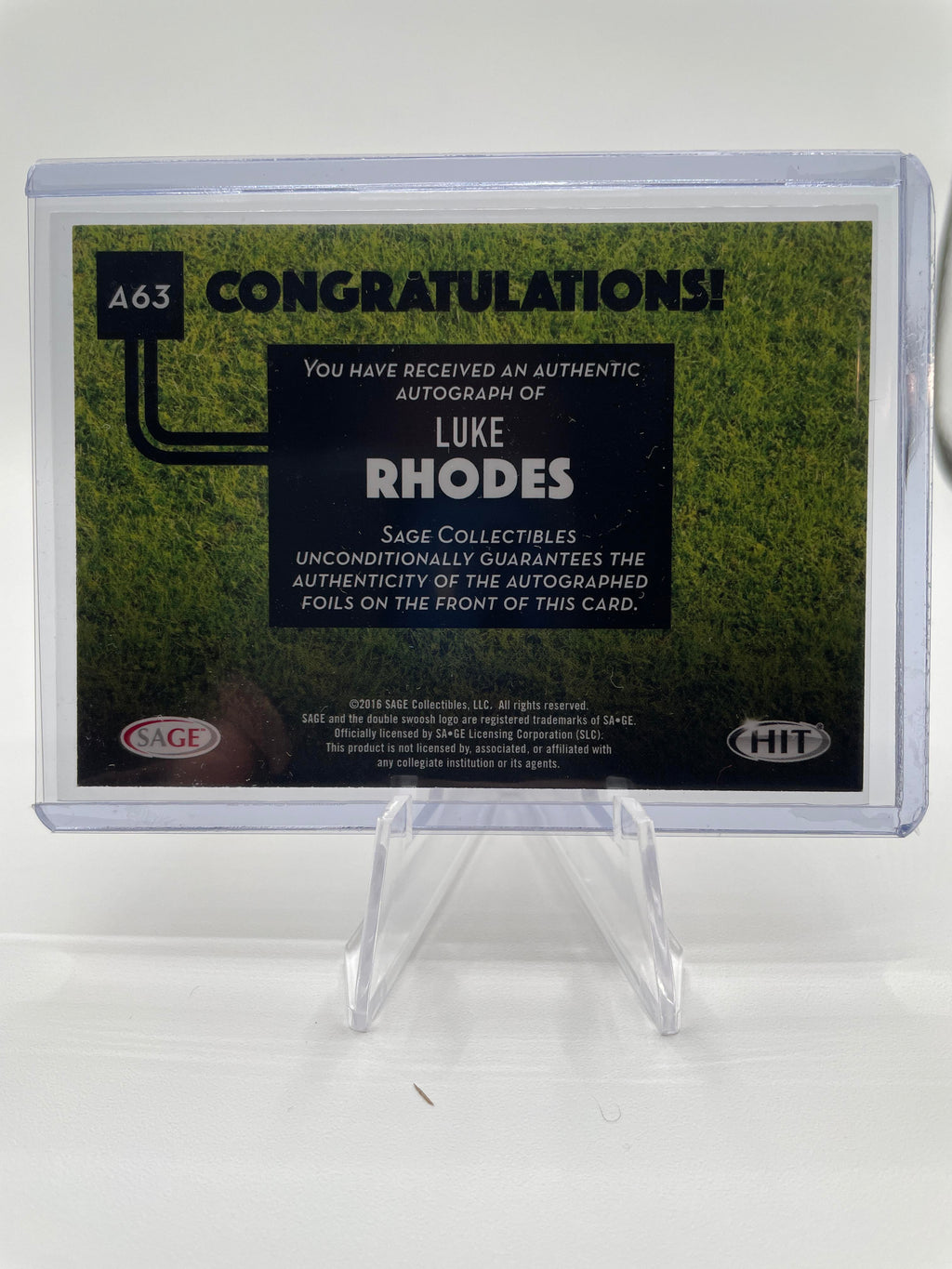 2016 Sage Hit Luke Rhodes Rookie Auto #A63
