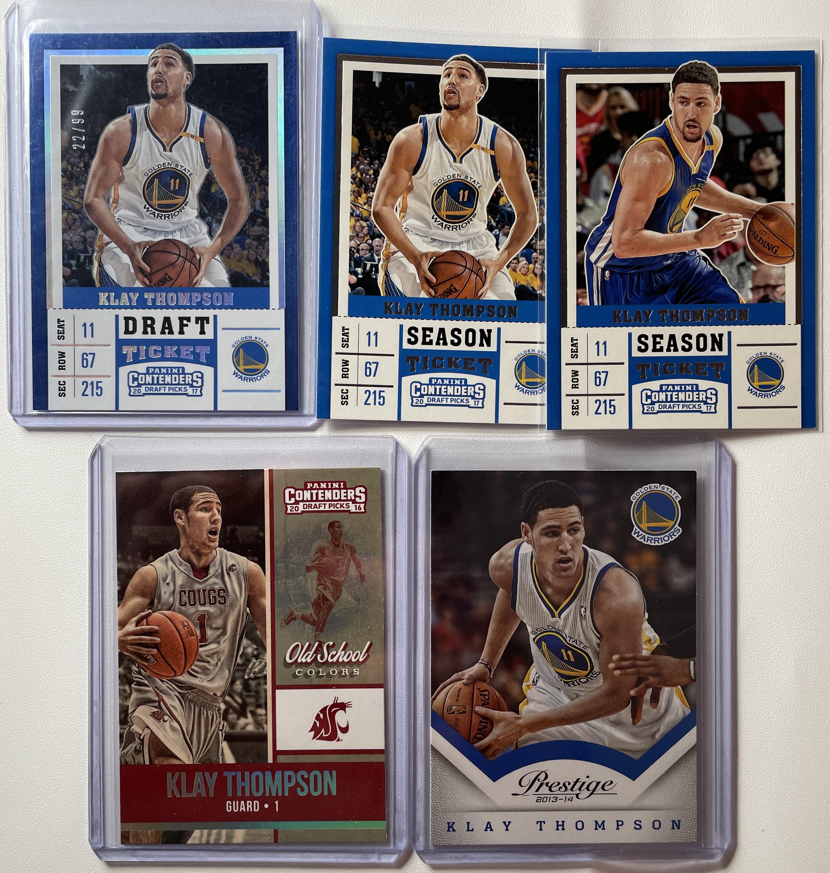 2017-18 Panini Contenders Klay Thompson Draft Ticket /99 + School Colors + Var