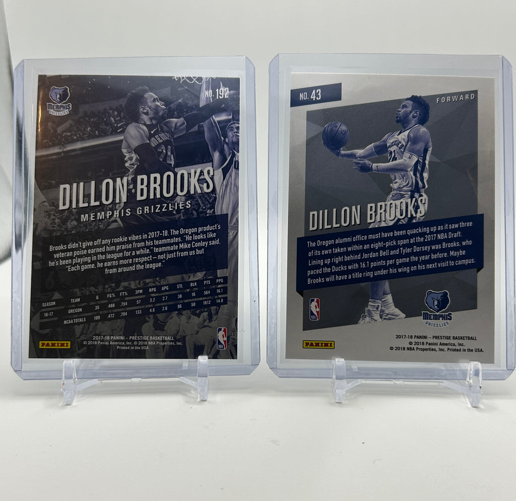 2017-18 Panini Prestige Dillon Brooks Silver Foil Rookie SP #43 + Base #192 Set